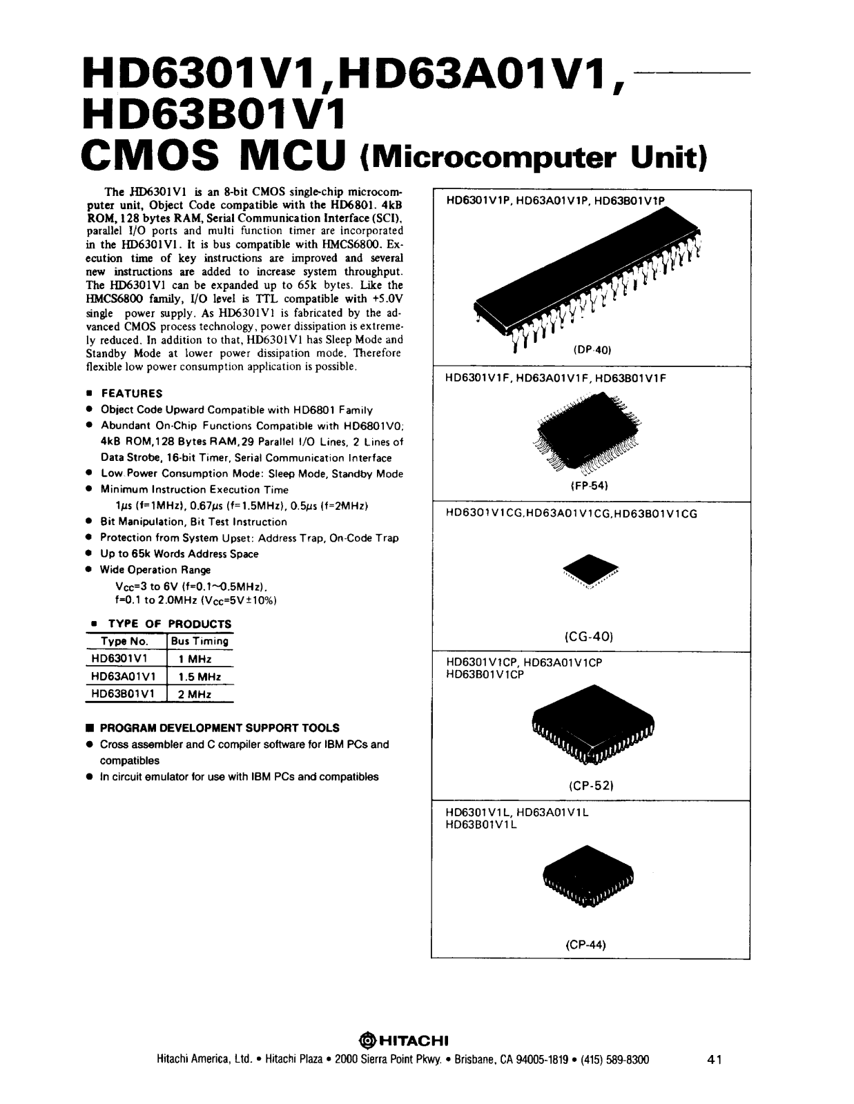 HIT HD63B01V1P, HD63B01V1L, HD63B01V1F, HD63A01V1P, HD63A01V1L Datasheet