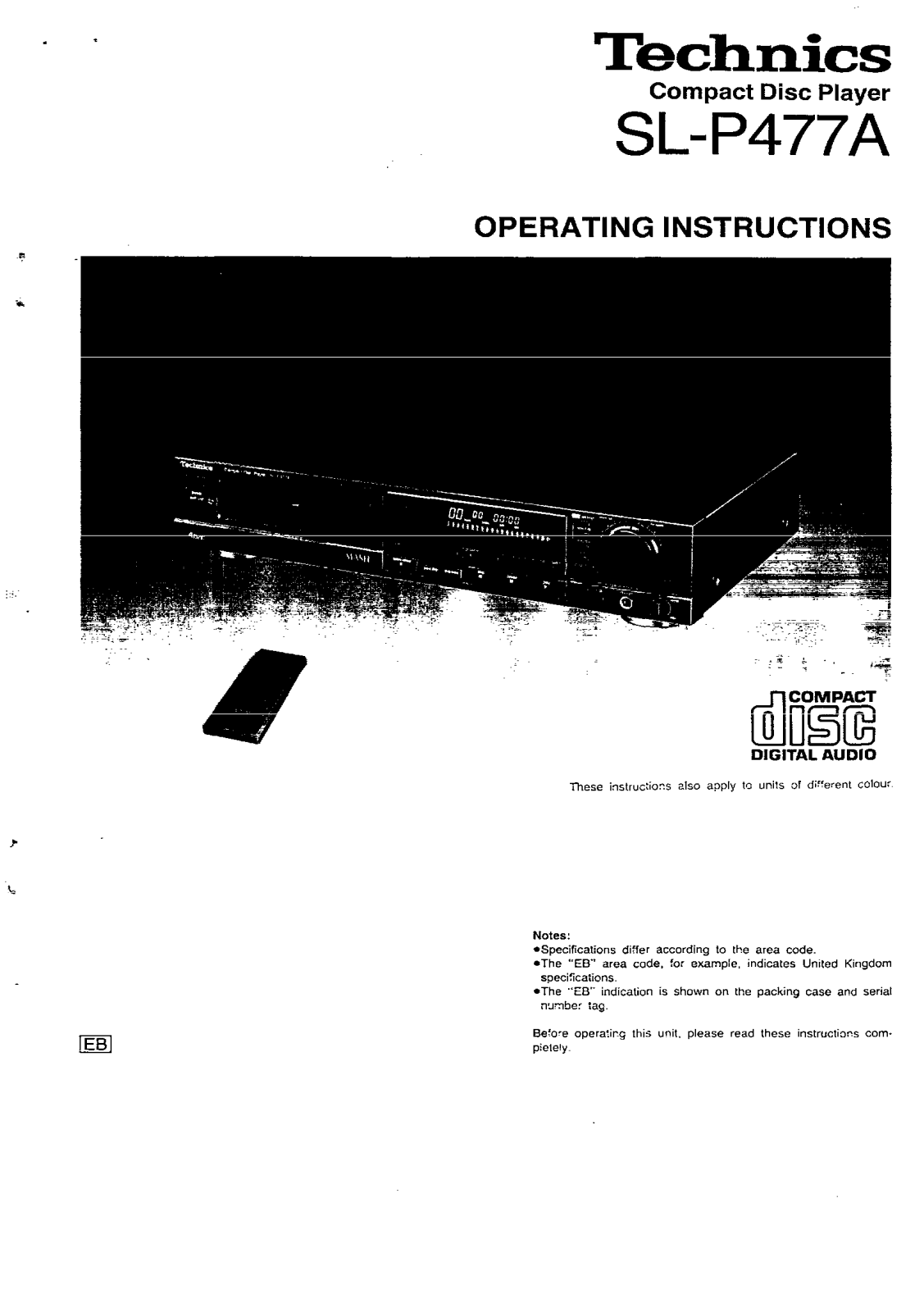 Panasonic SL-P477A User Manual