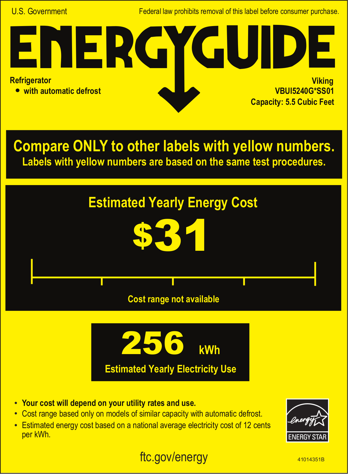 Viking VBUI5240GRSS Energy manual