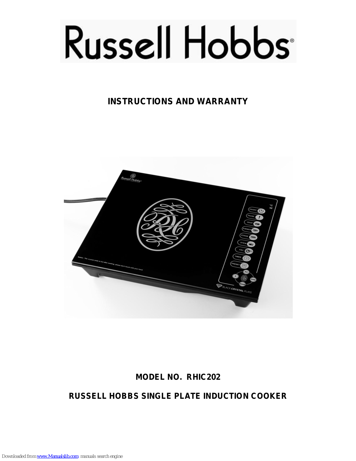 Russell Hobbs RHIC202 Instructions And Warranty