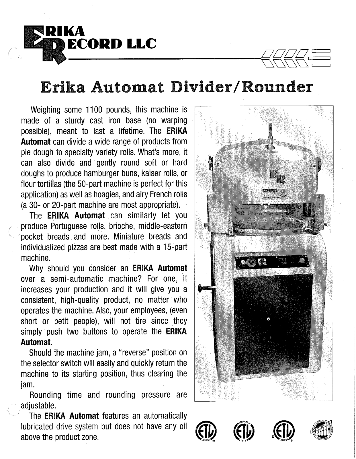 Erika Record 10-25 A Installation  Manual