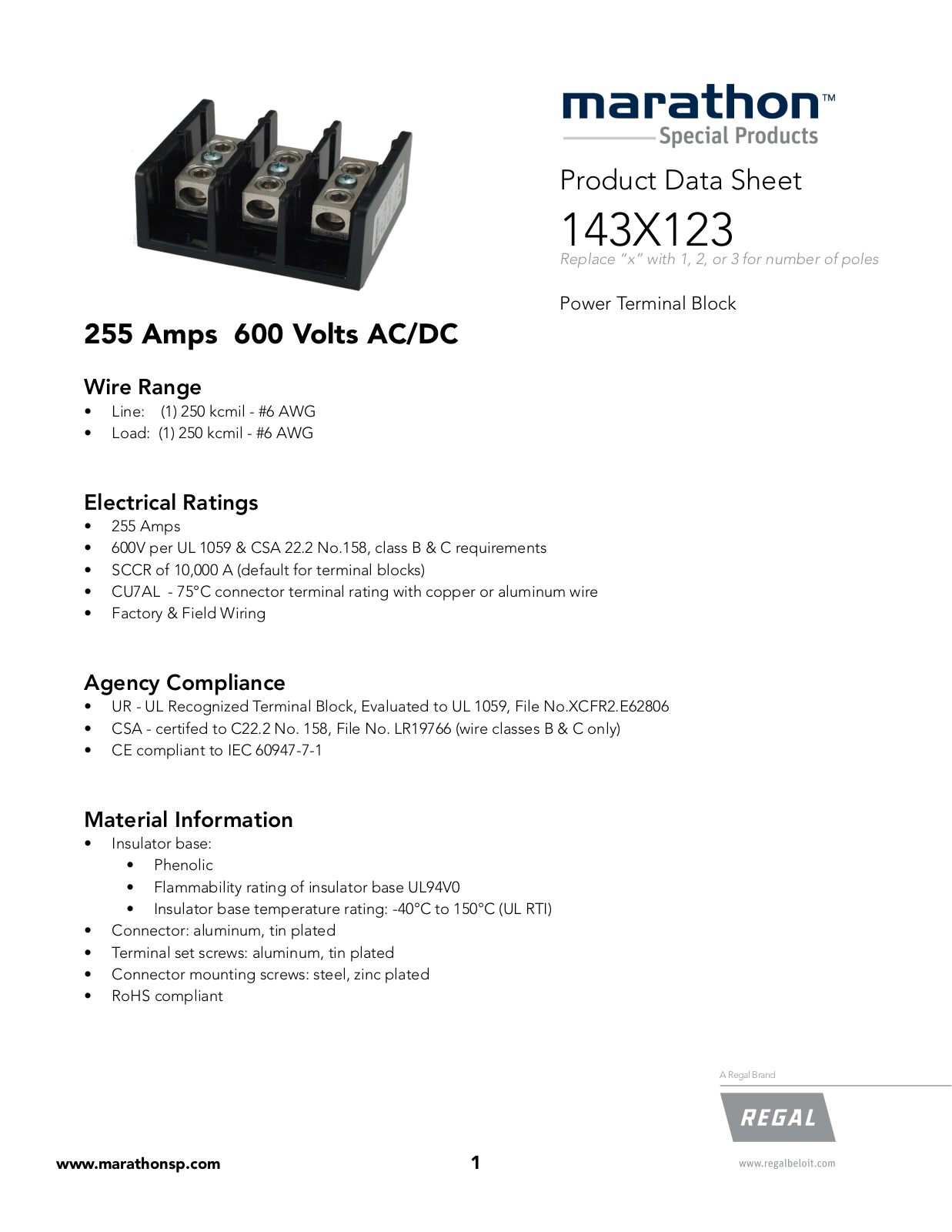 Marathon Special Products 143X123 Data Sheet