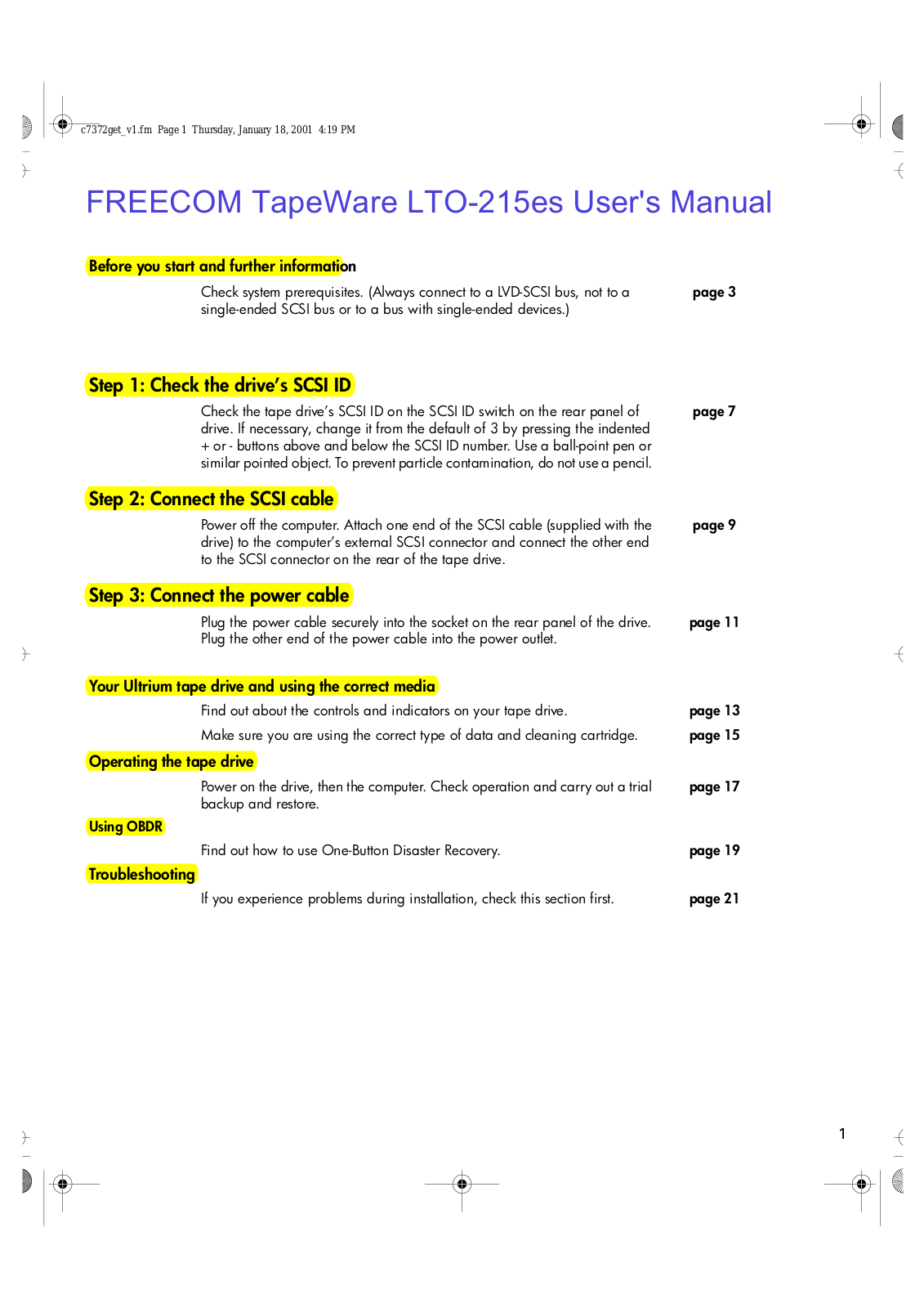 Freecom LTO 215ES User Manual