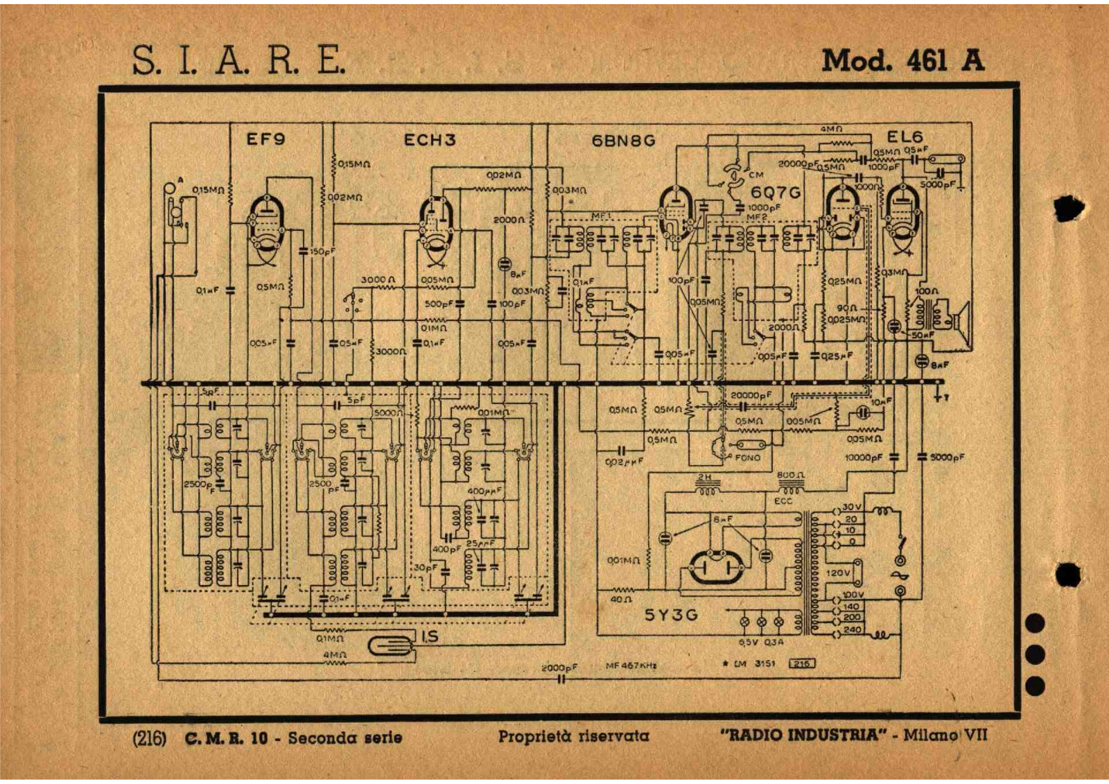 Siare Crosley 461a schematic