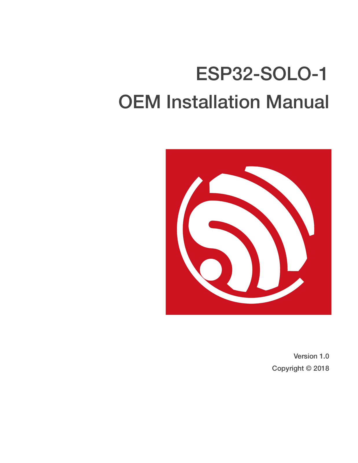 ESPRESSIF SYSTEMS ESP32SOLO1 User Manual