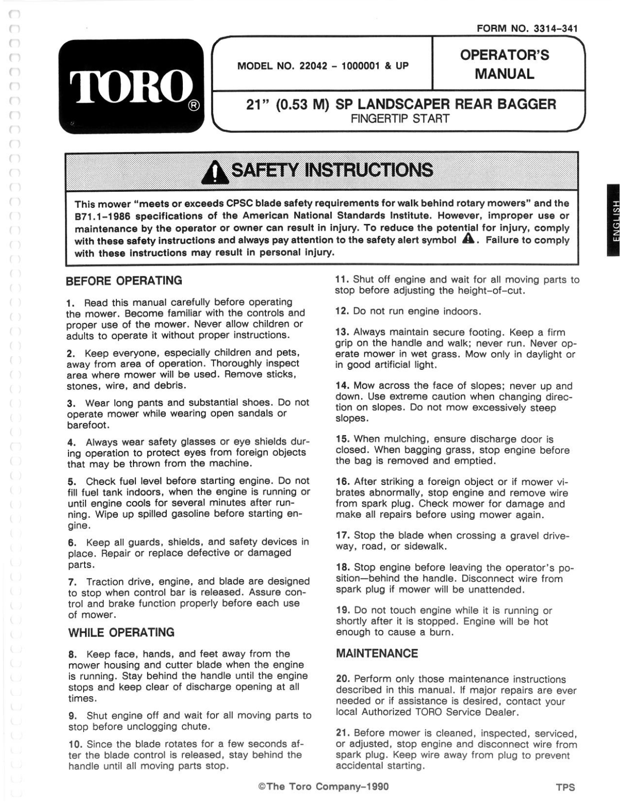 Toro 22042 Operator's Manual