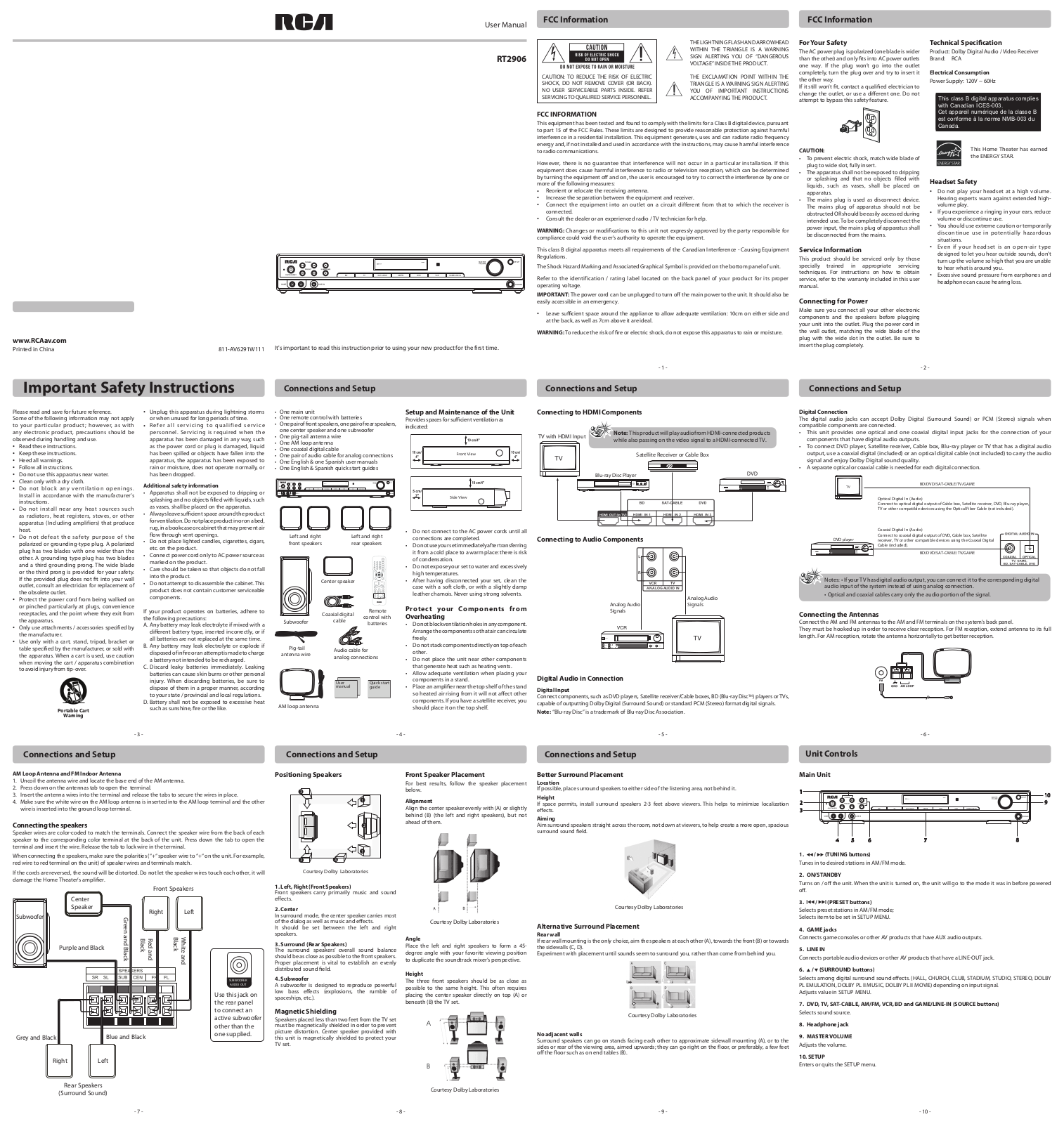 RCA RT2906 User Manual