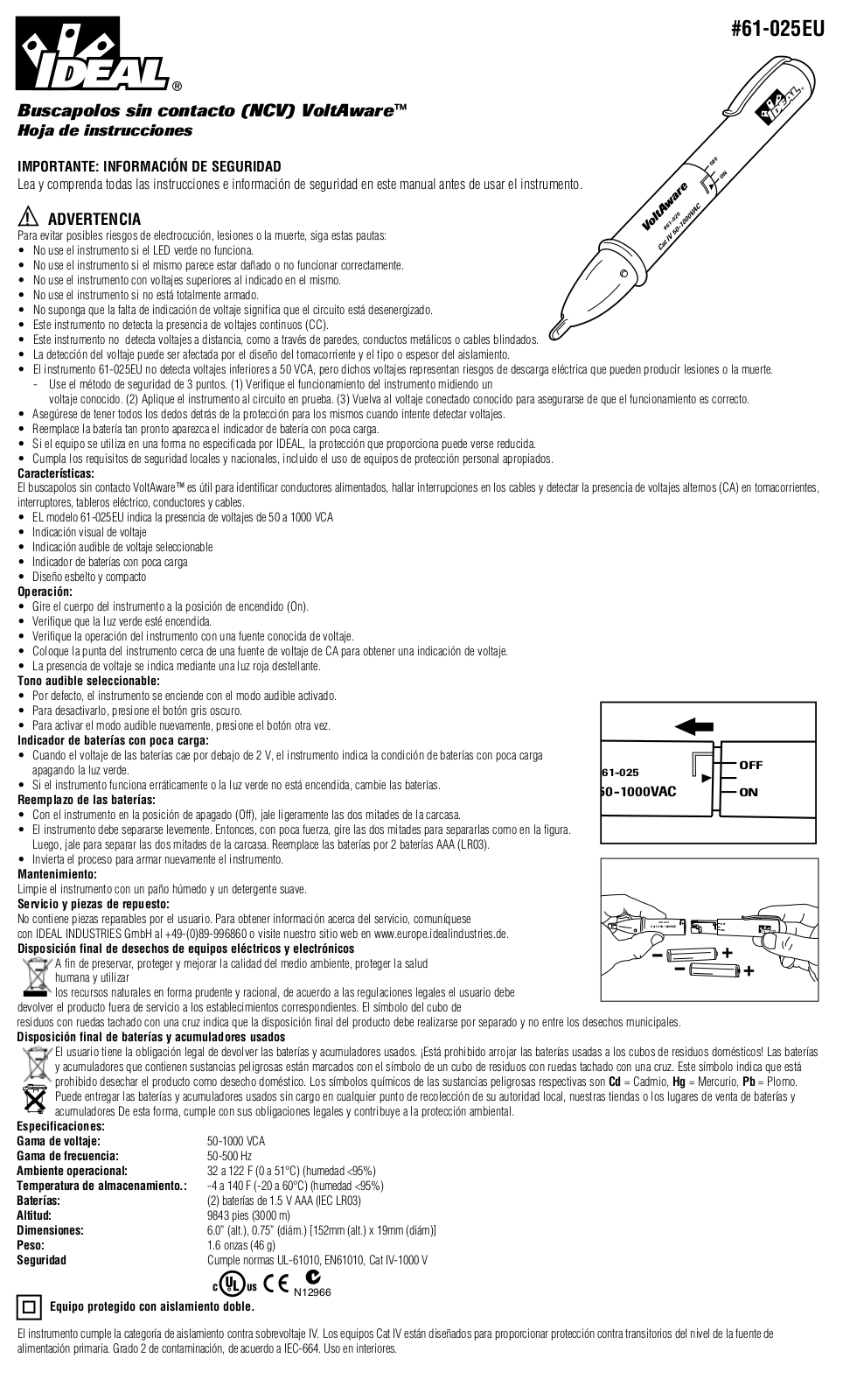 IDEAL Electrical 61-025EU Instruction Sheet