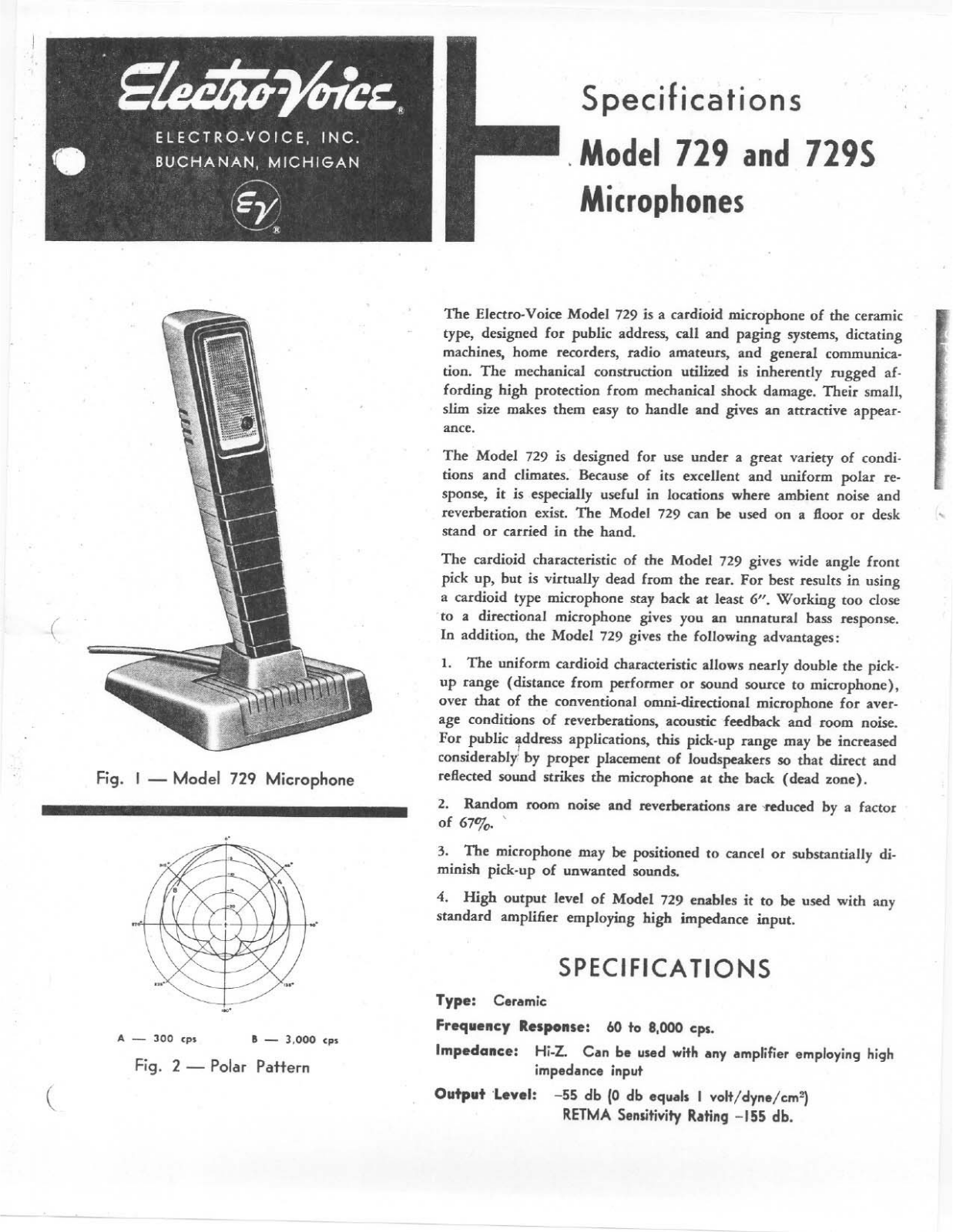 Electro-Voice 729, 729S User Manual