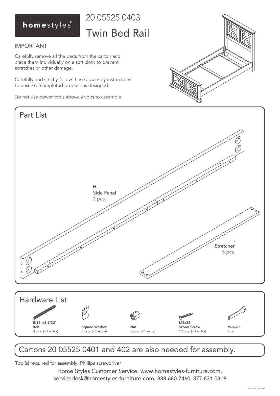 Homestyles 20 05525 0403 Assembly Instructions