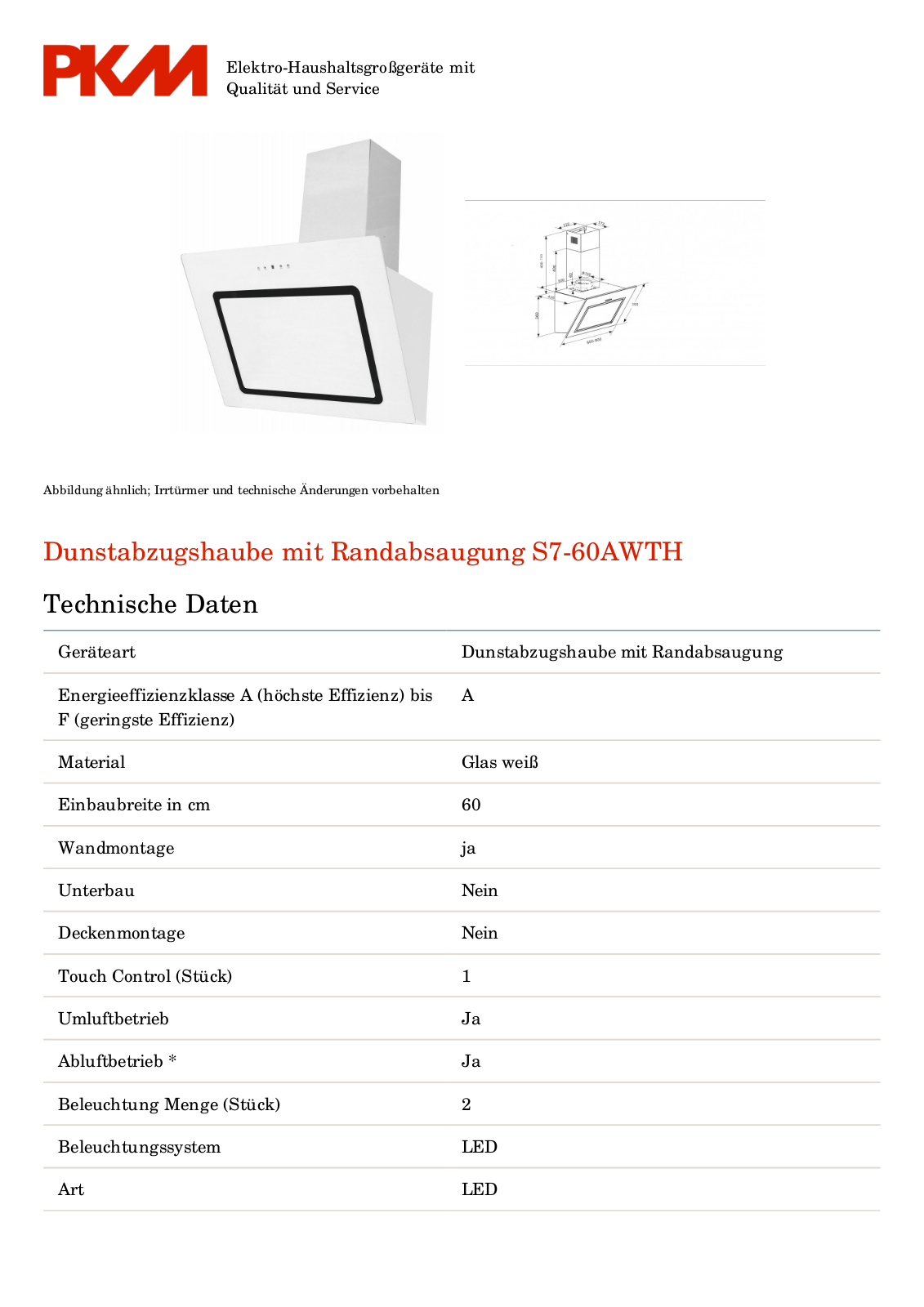 PKM S7-60 AWTH User Manual