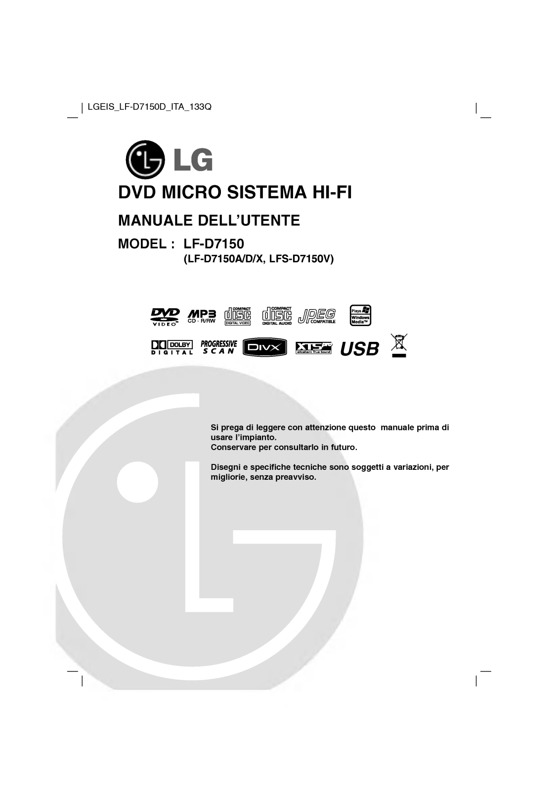 LG LF-D7150D User Manual