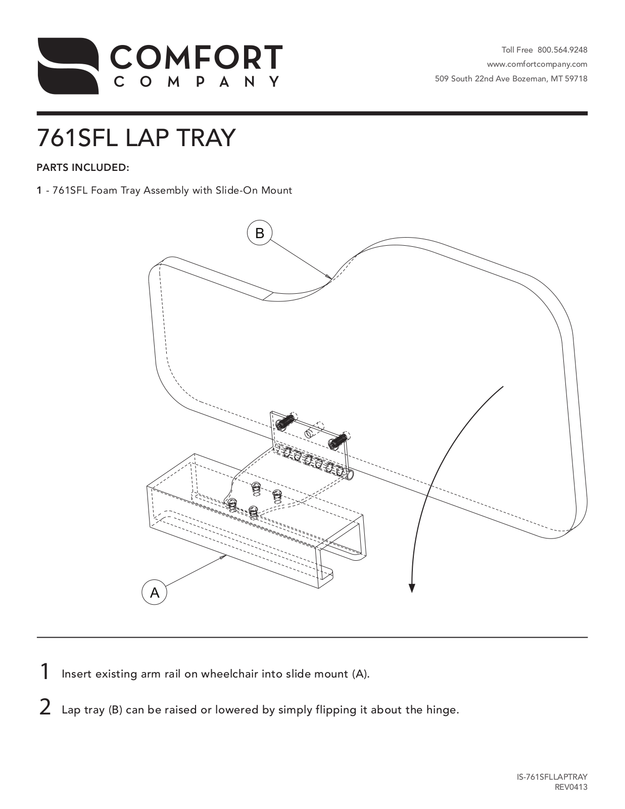 Comfort Company 761SFL Lap Tray User Manual