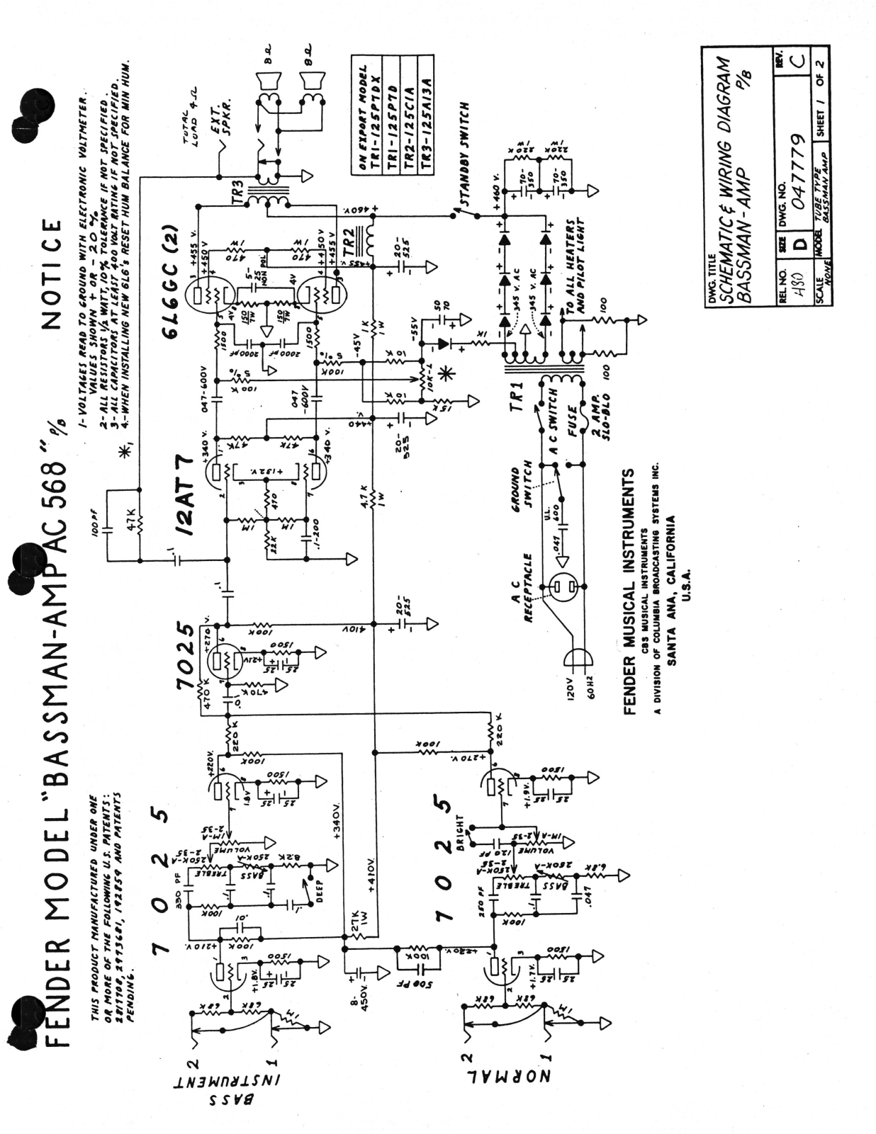 Fender AC568 Schematic