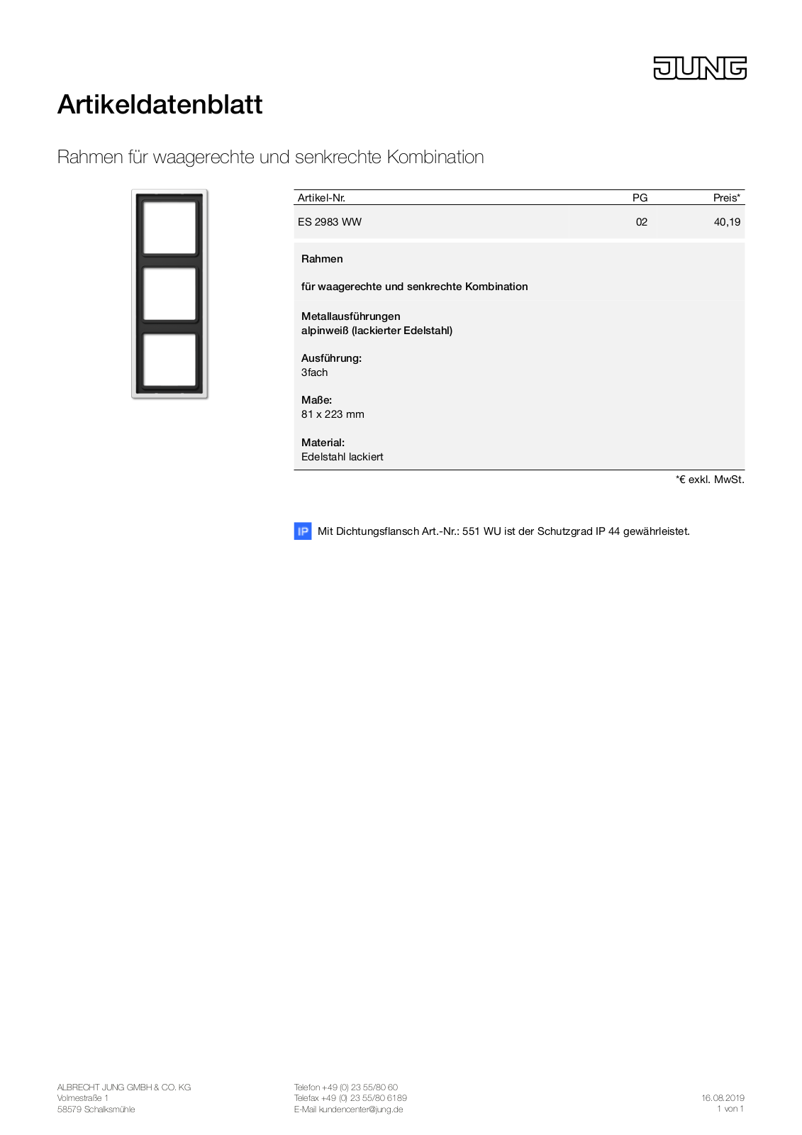 Jung ES 2983 WW User Manual