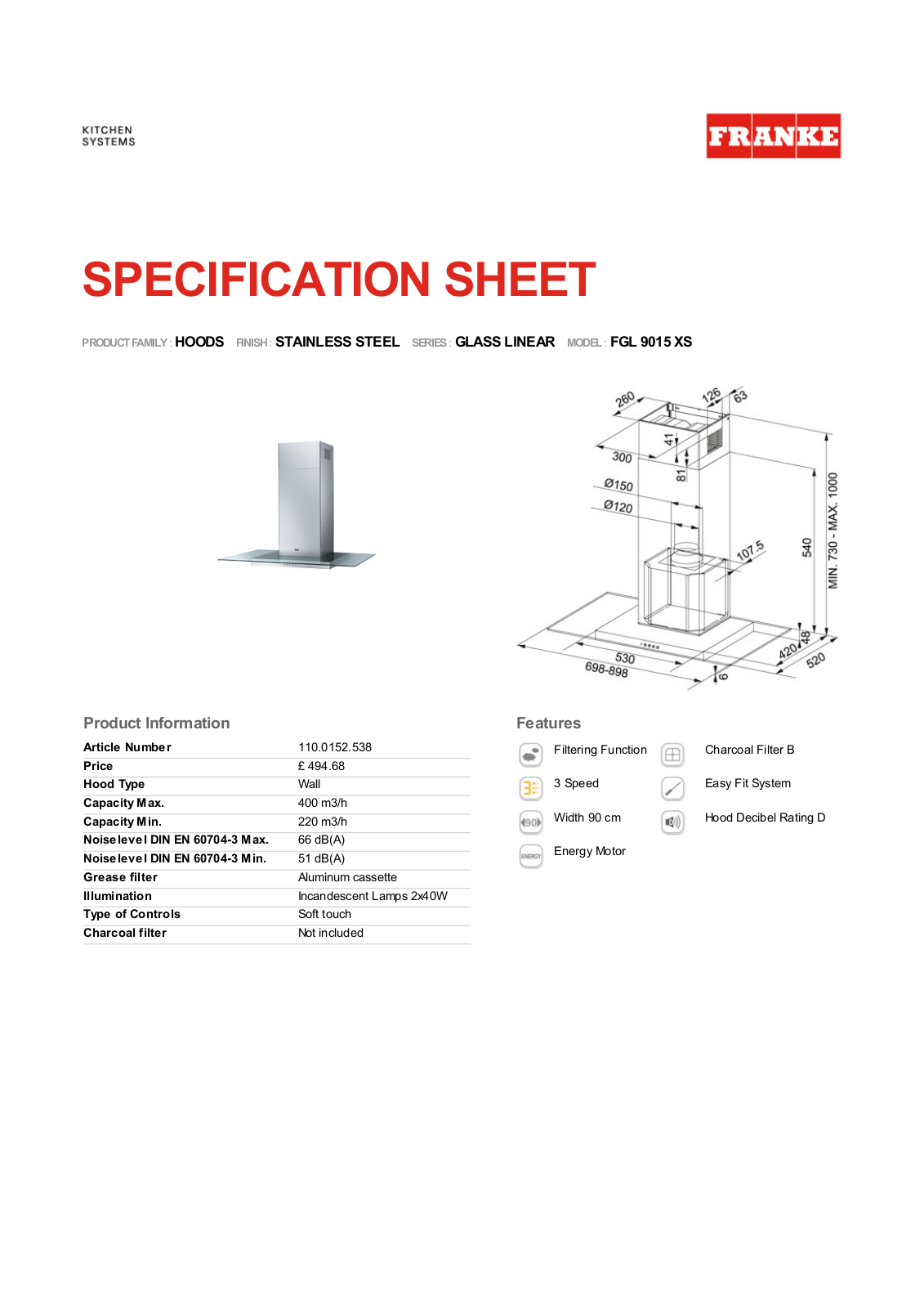 Franke Foodservice FGL 9015 XS User Manual