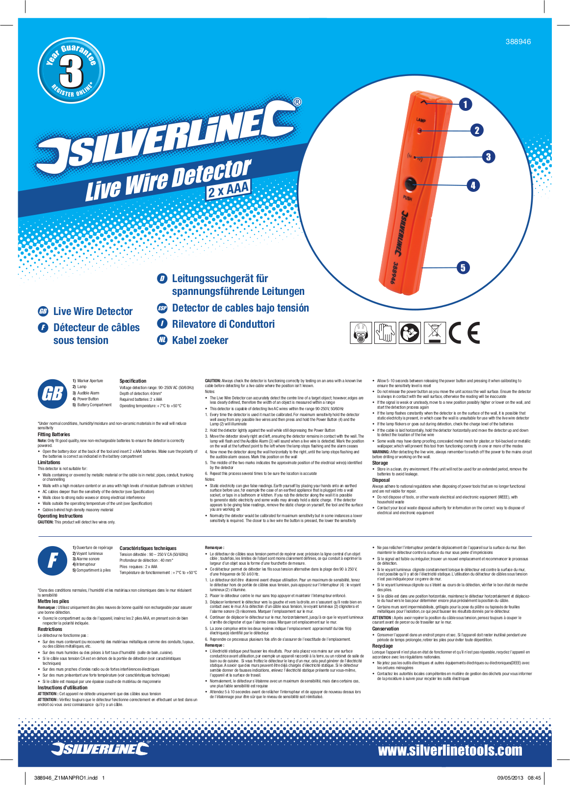 Silverline Live Wire Detector User Manual