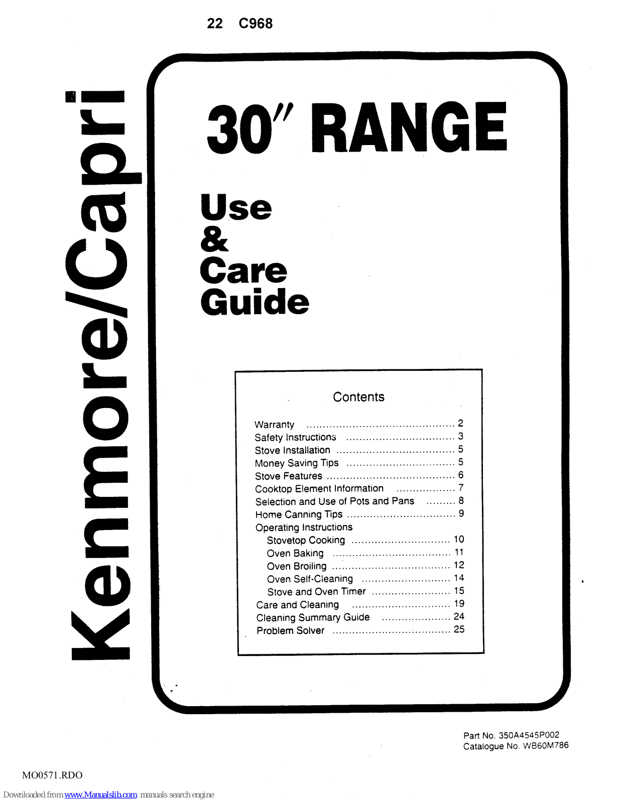 Kenmore capri User Manual