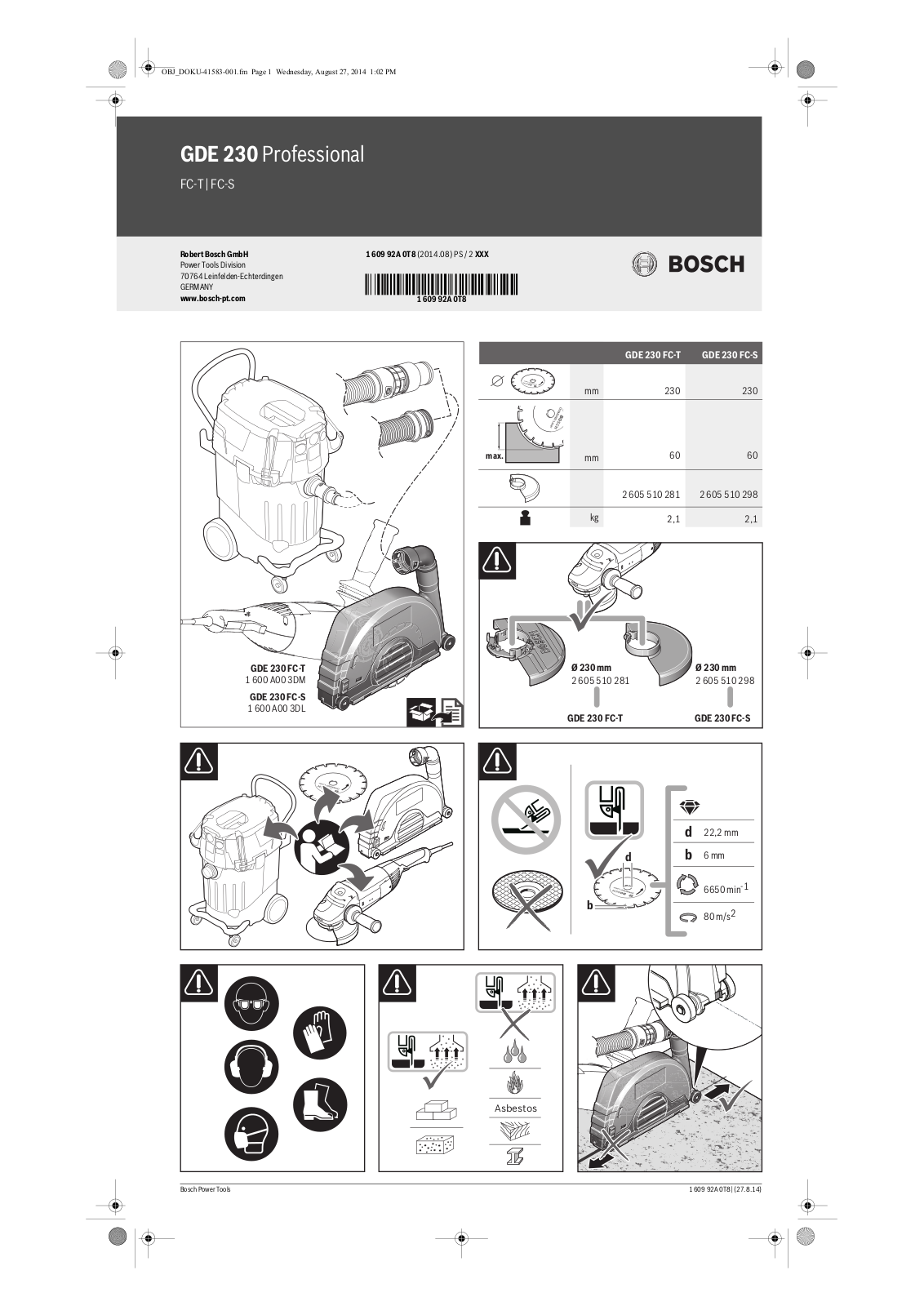 Bosch GDE 230 Professional User manual