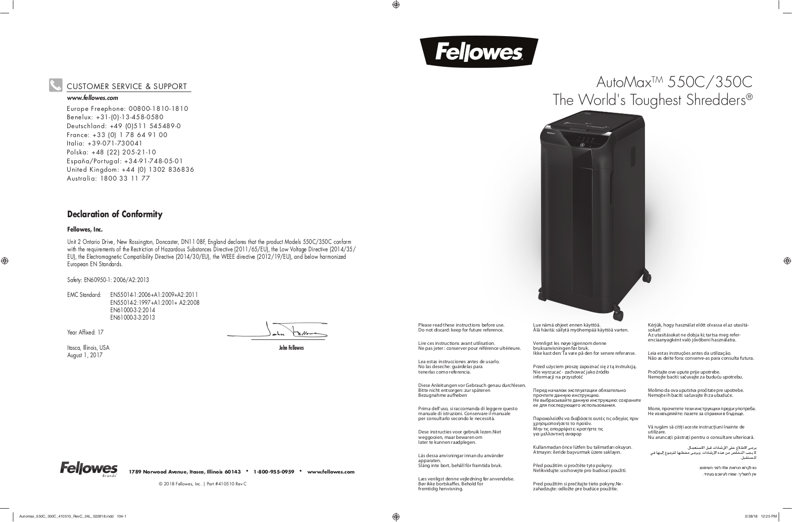 Fellowes AutoMax 350C User Manual