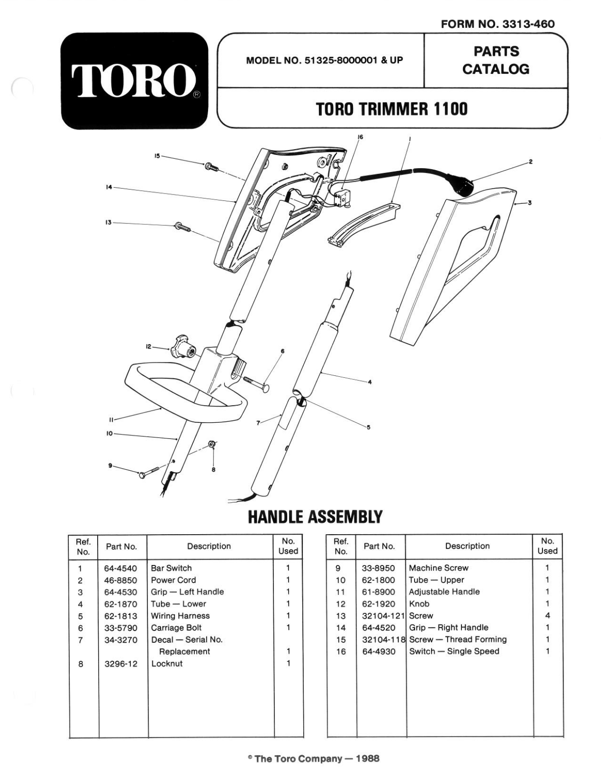 Toro 51325 Parts Catalogue