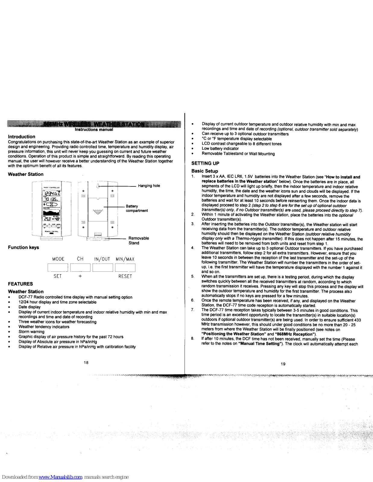 La Crosse Technology WS7059 Instruction Manual