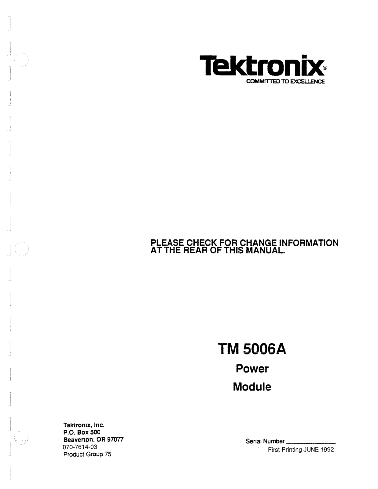 Tektronix TM 5006A User Manual