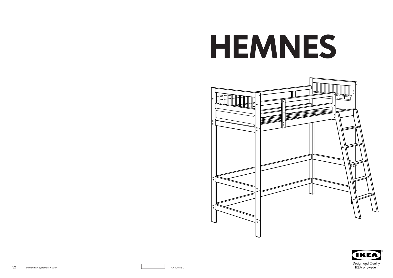 IKEA HEMNES LOFT BEDFRAME TWIN Assembly Instruction