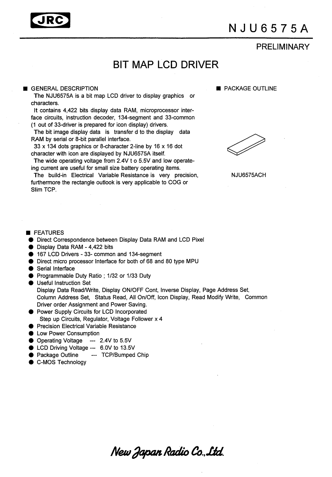 JRC NJU6575ACH Datasheet