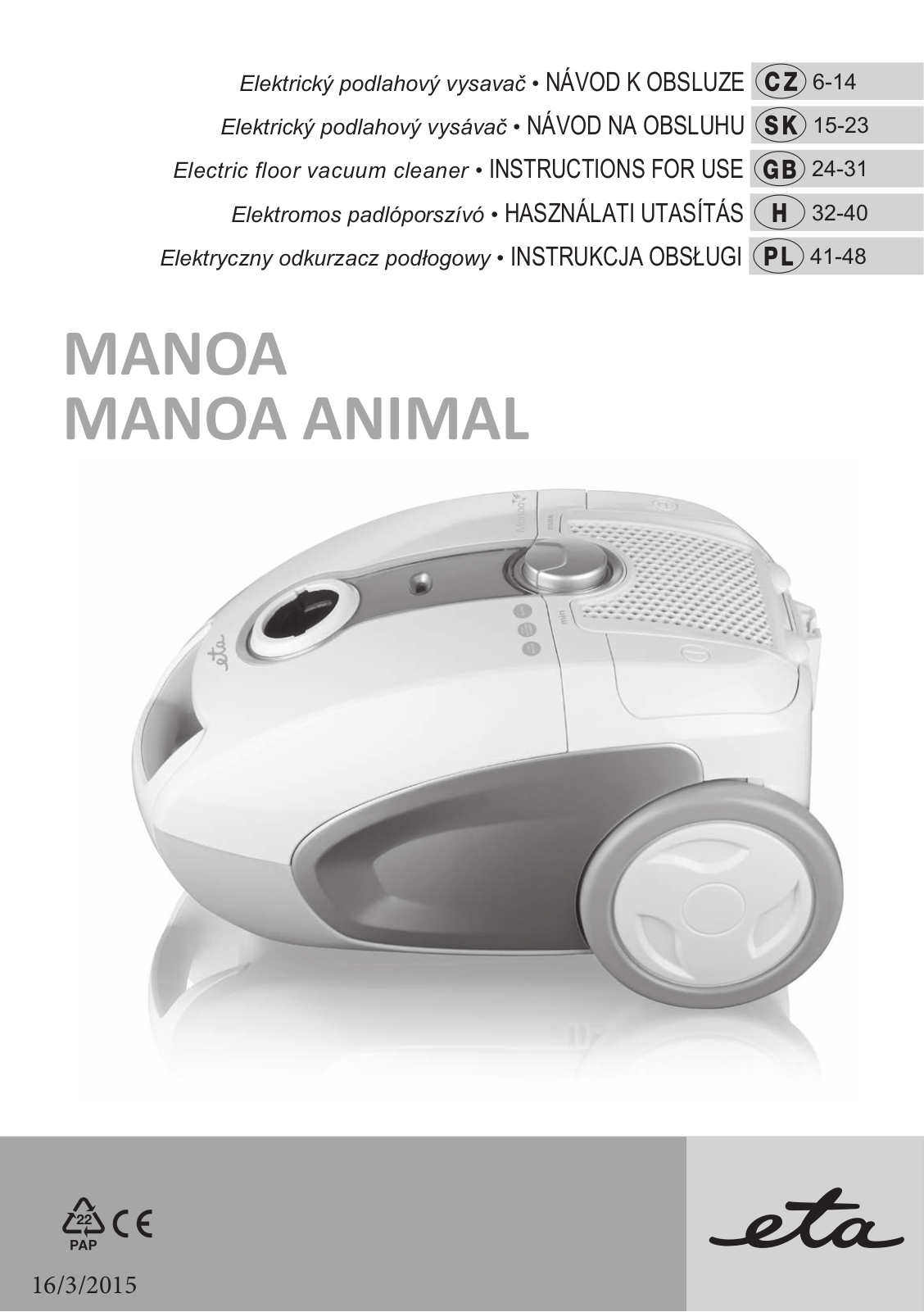 ETA Manoa Animal User Manual