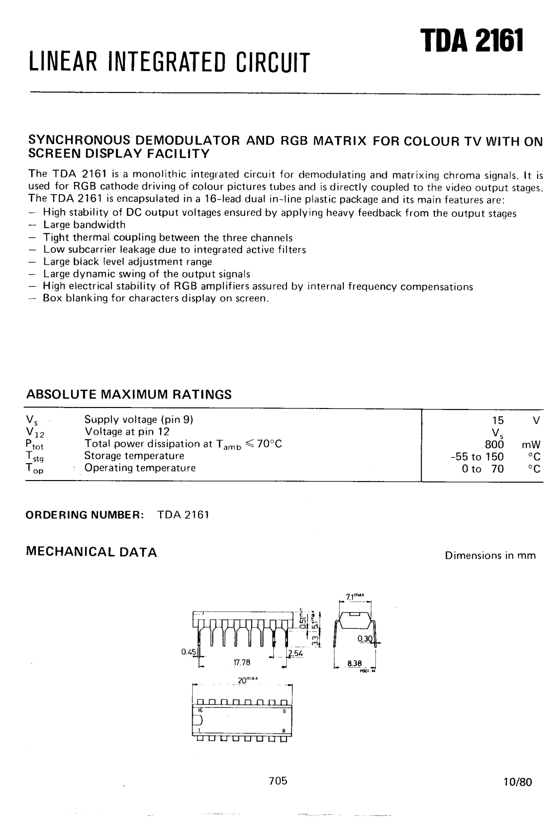 TDA 2161 User Manual