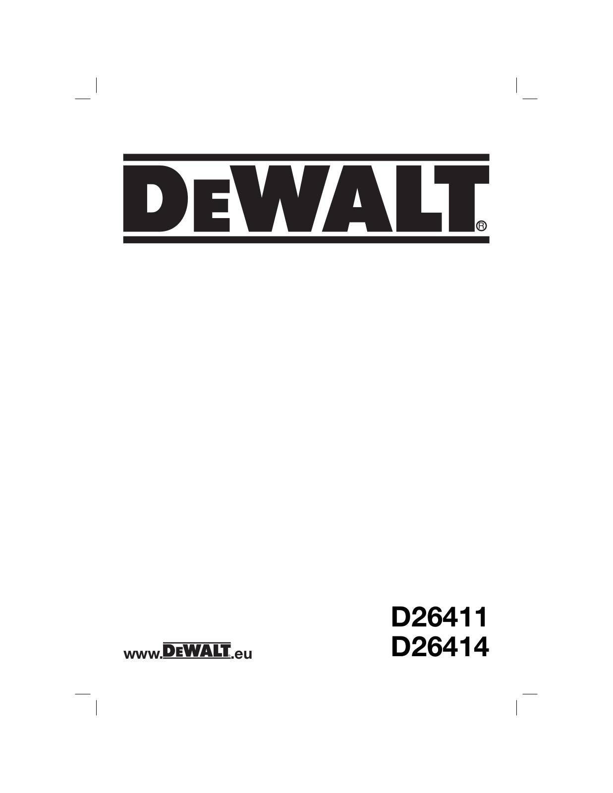 DeWalt D26411, D26414 User Manual