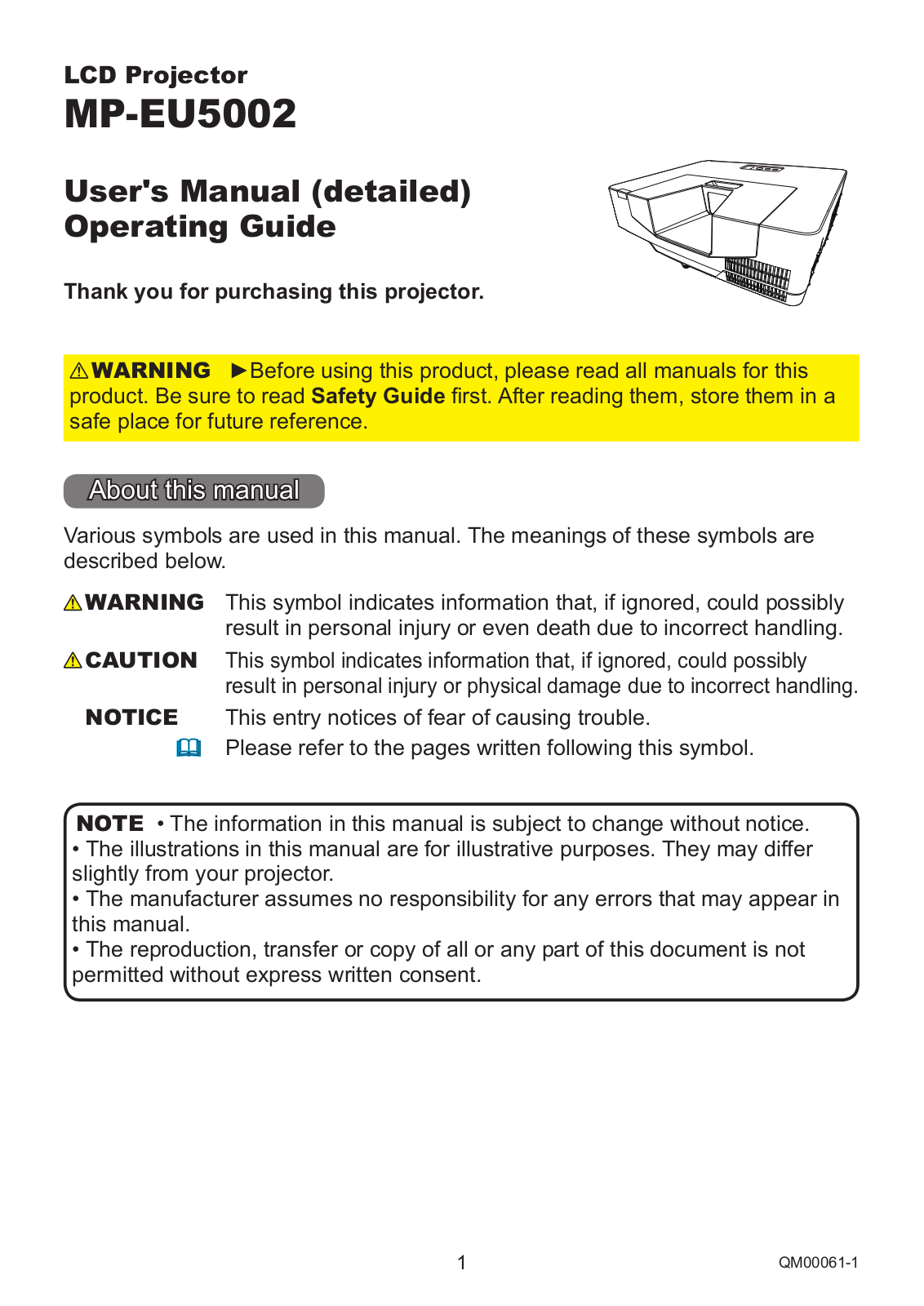 Hitachi MP-EU5002 Operating Instruction