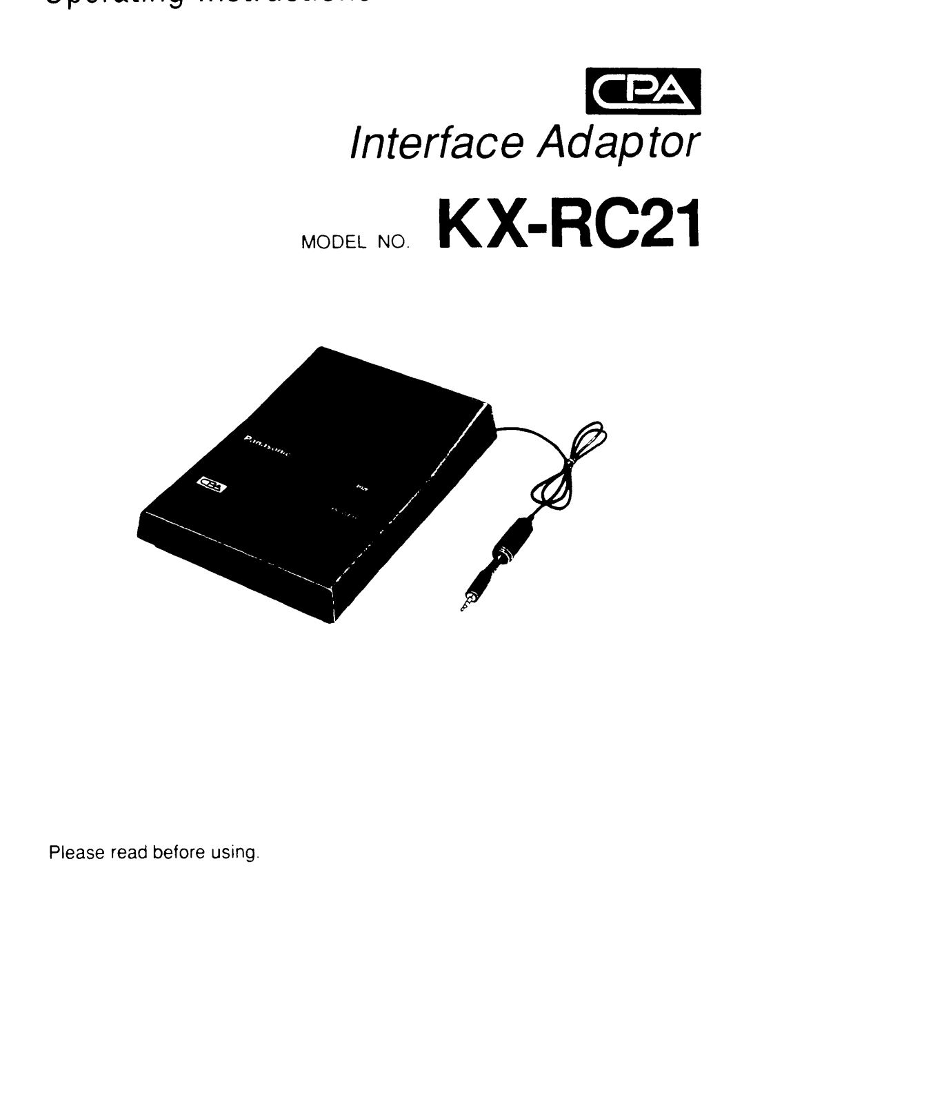 Panasonic kx-rc21 Operation Manual