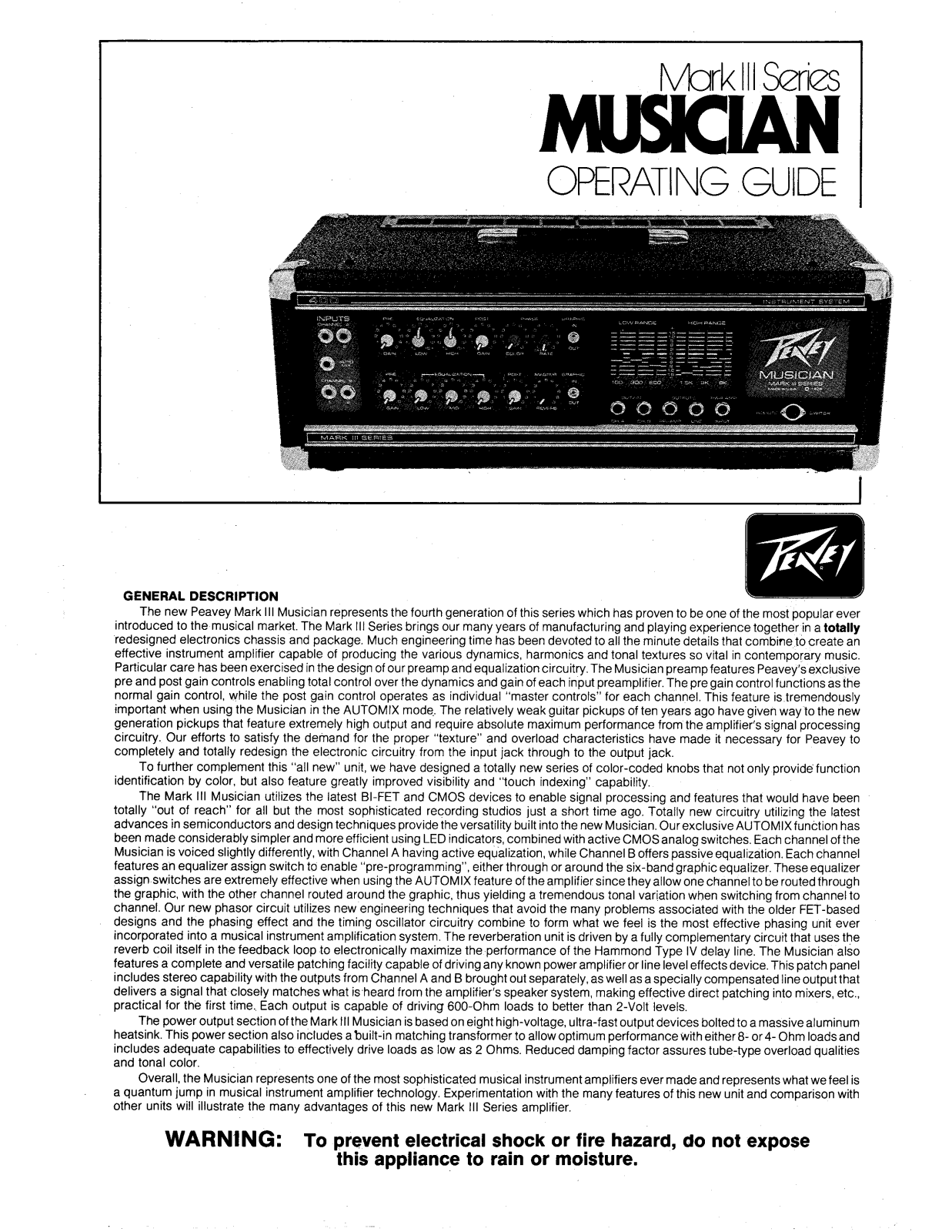 Peavey Mark III  Musician User Manual