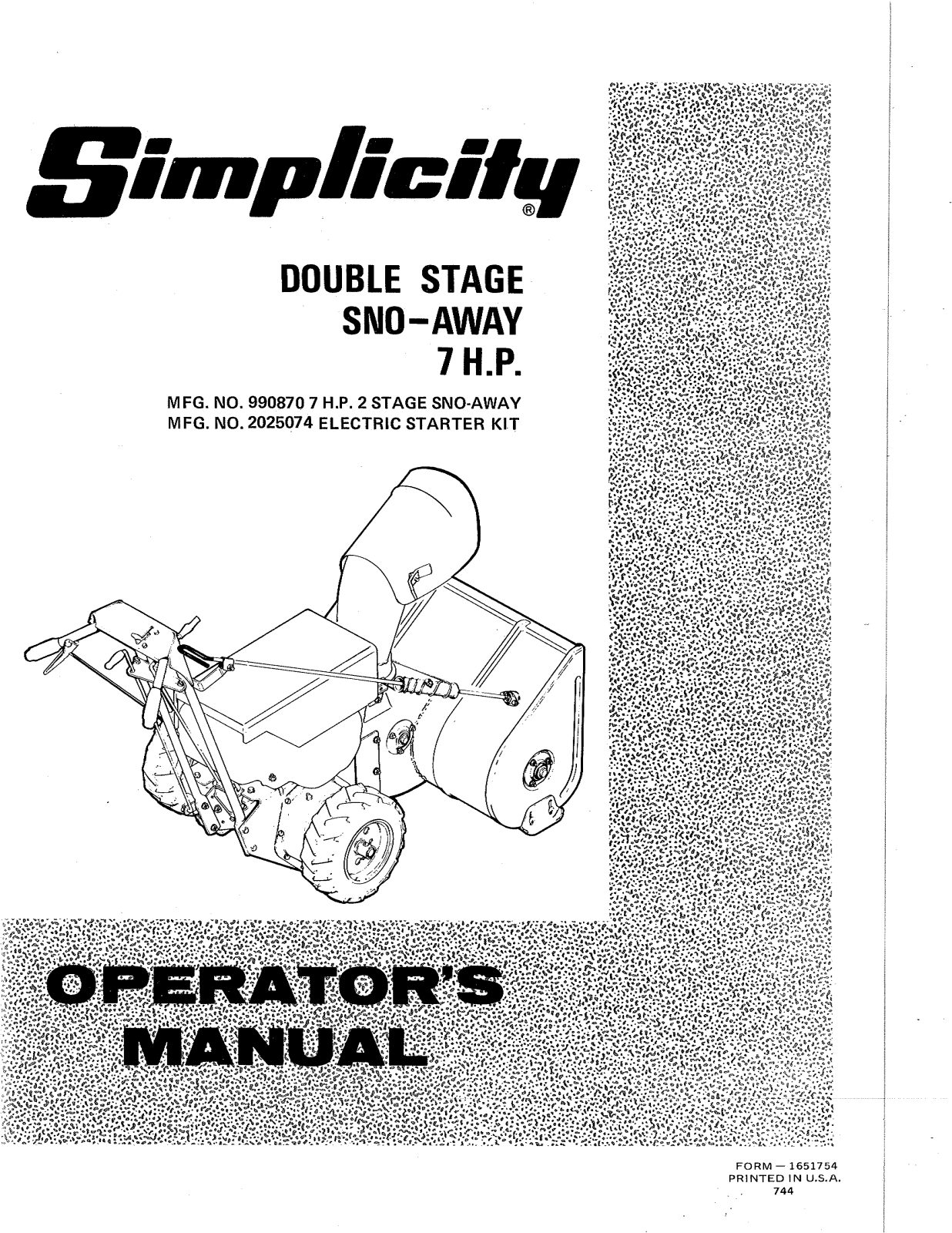 Simplicity 990870, 2025074 User Manual