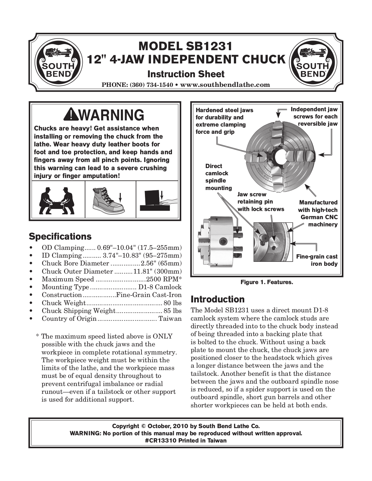 Southbend SB1231 User Manual