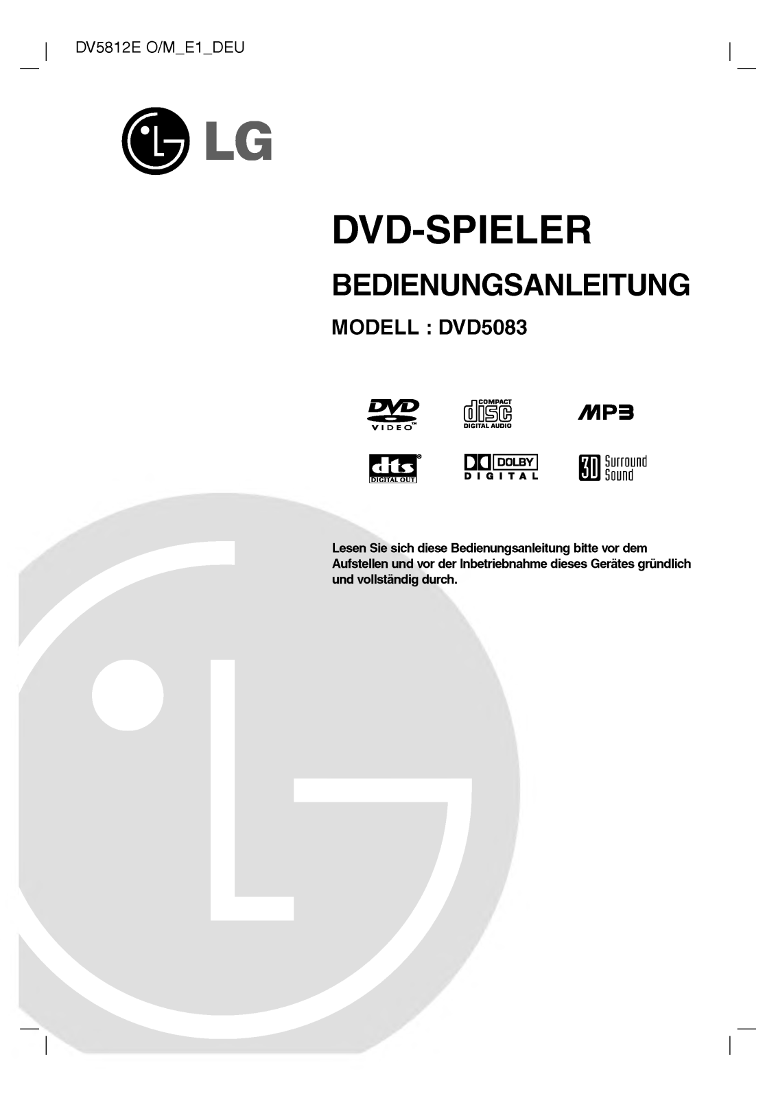 Lg DVD5083 User Manual