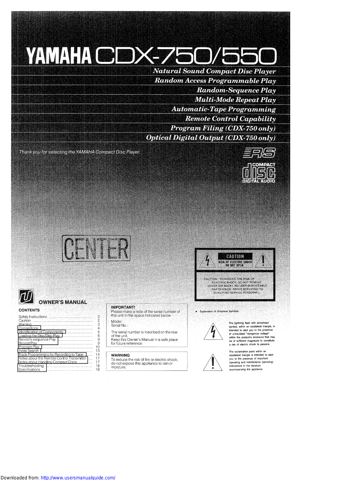 Yamaha Audio CDX-550 User Manual