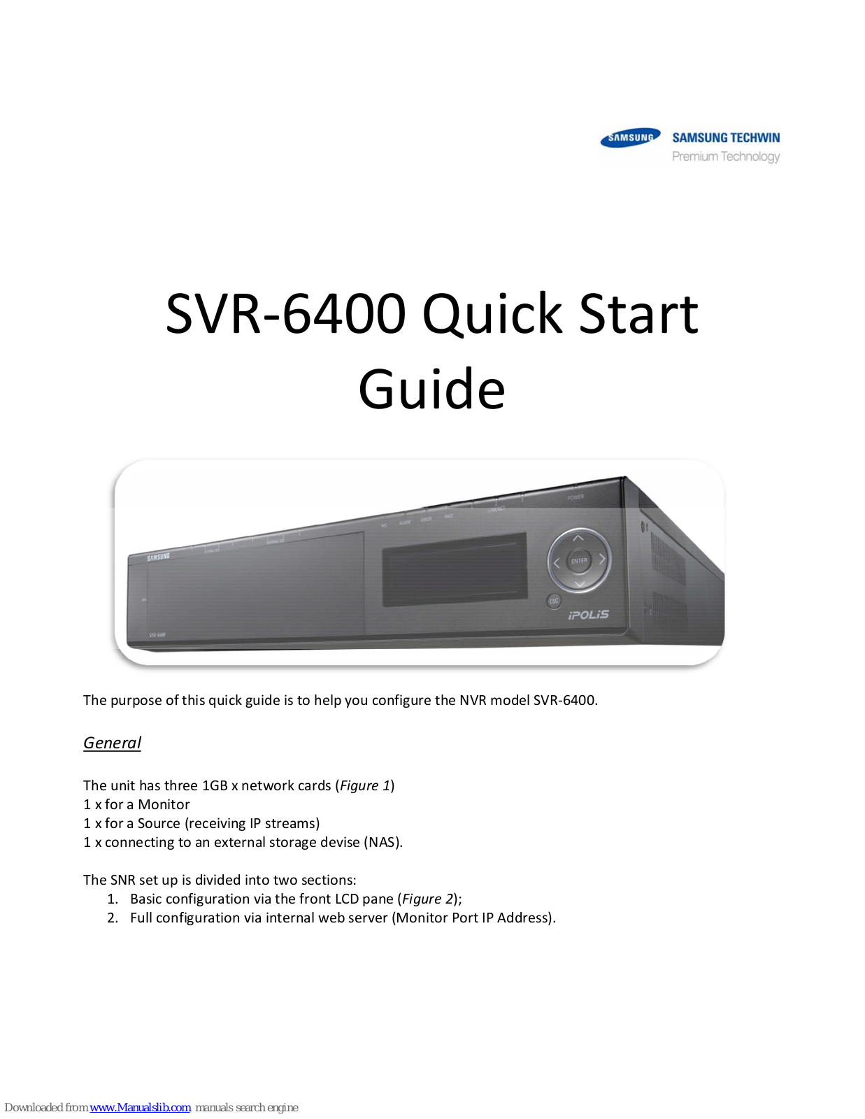 Samsung SVR-6400 Quick Start Manual