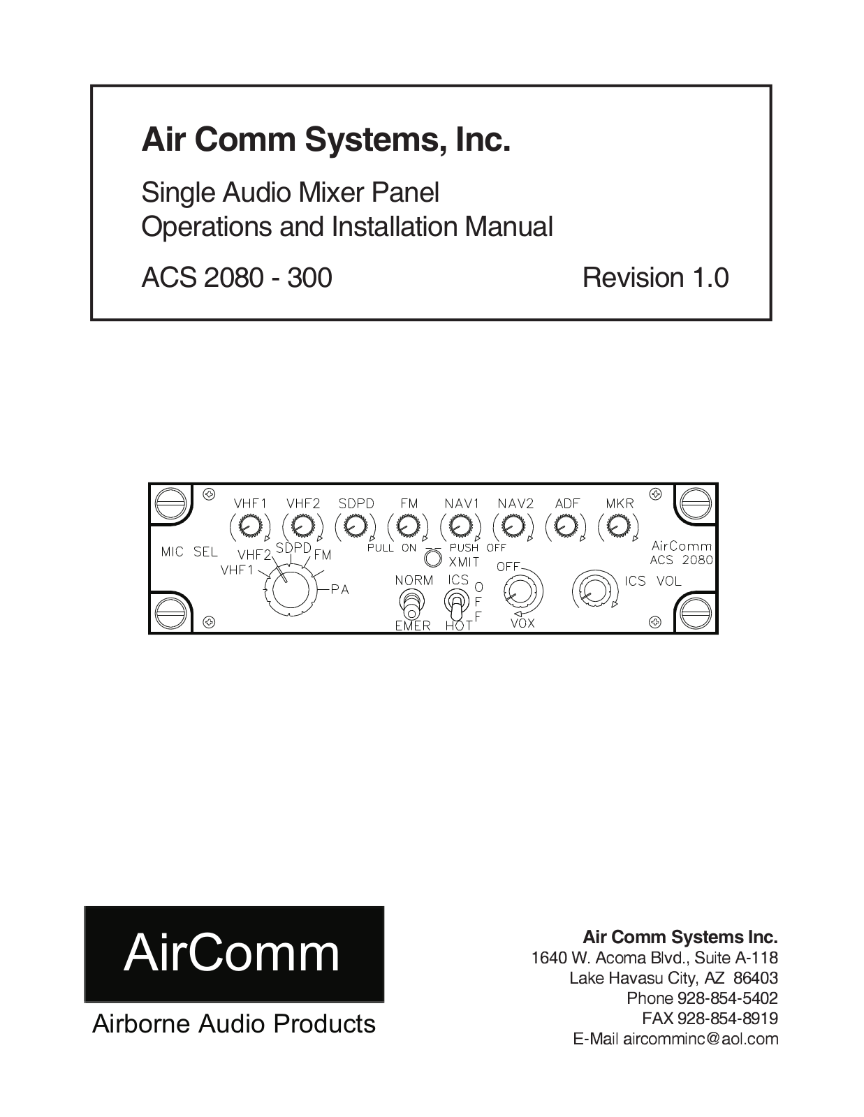 Air Comm Systems ACS 2080-300 Operations and Installation Manual