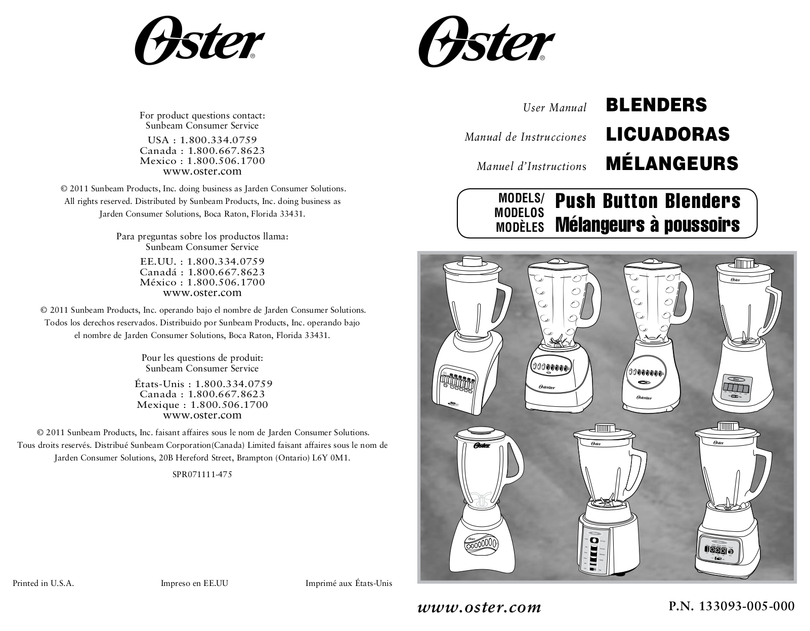 Oster BLSTFG-R00-000 Owner's Manual