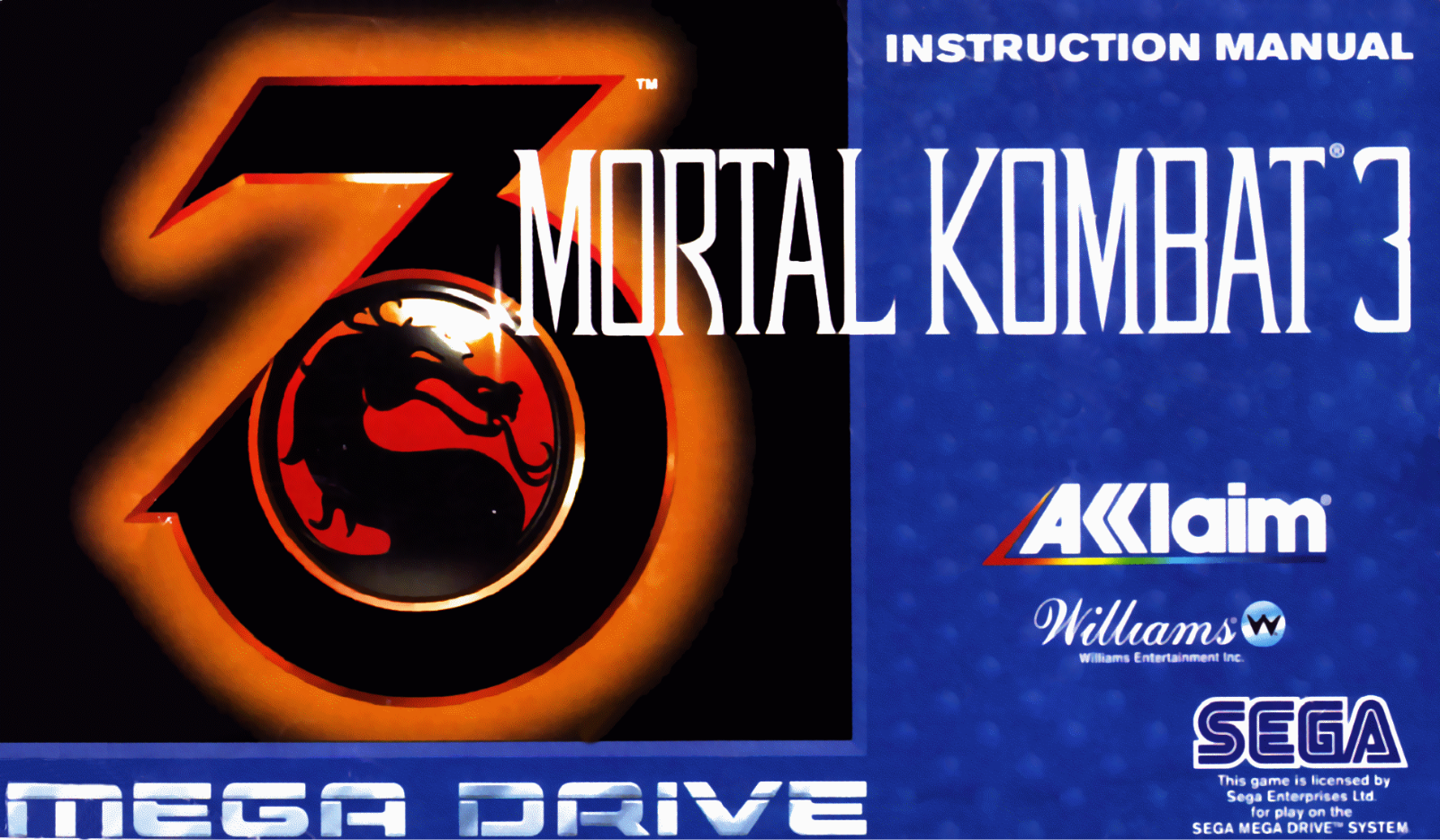 Mortal Kombat Mortal Kombat 3 Instruction Manual