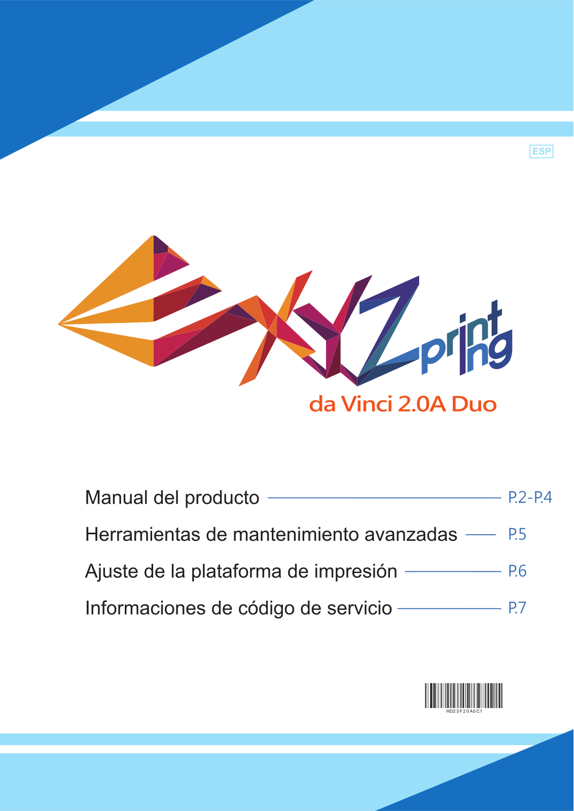 XYZprinting da Vinci 2.0A duo User manual