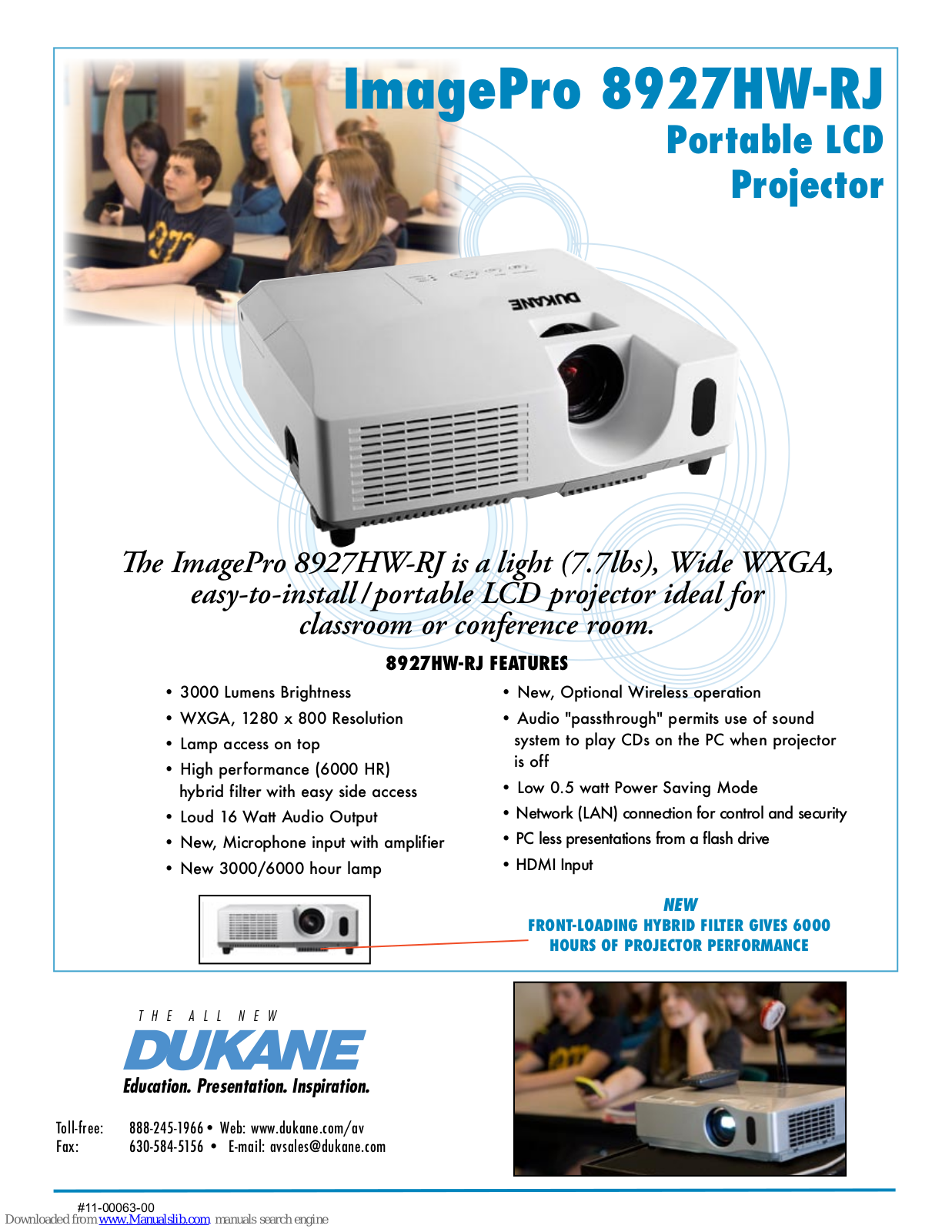 Dukane ImagePro 8927HW-RJ Features & Specifications - ManualMachine.com