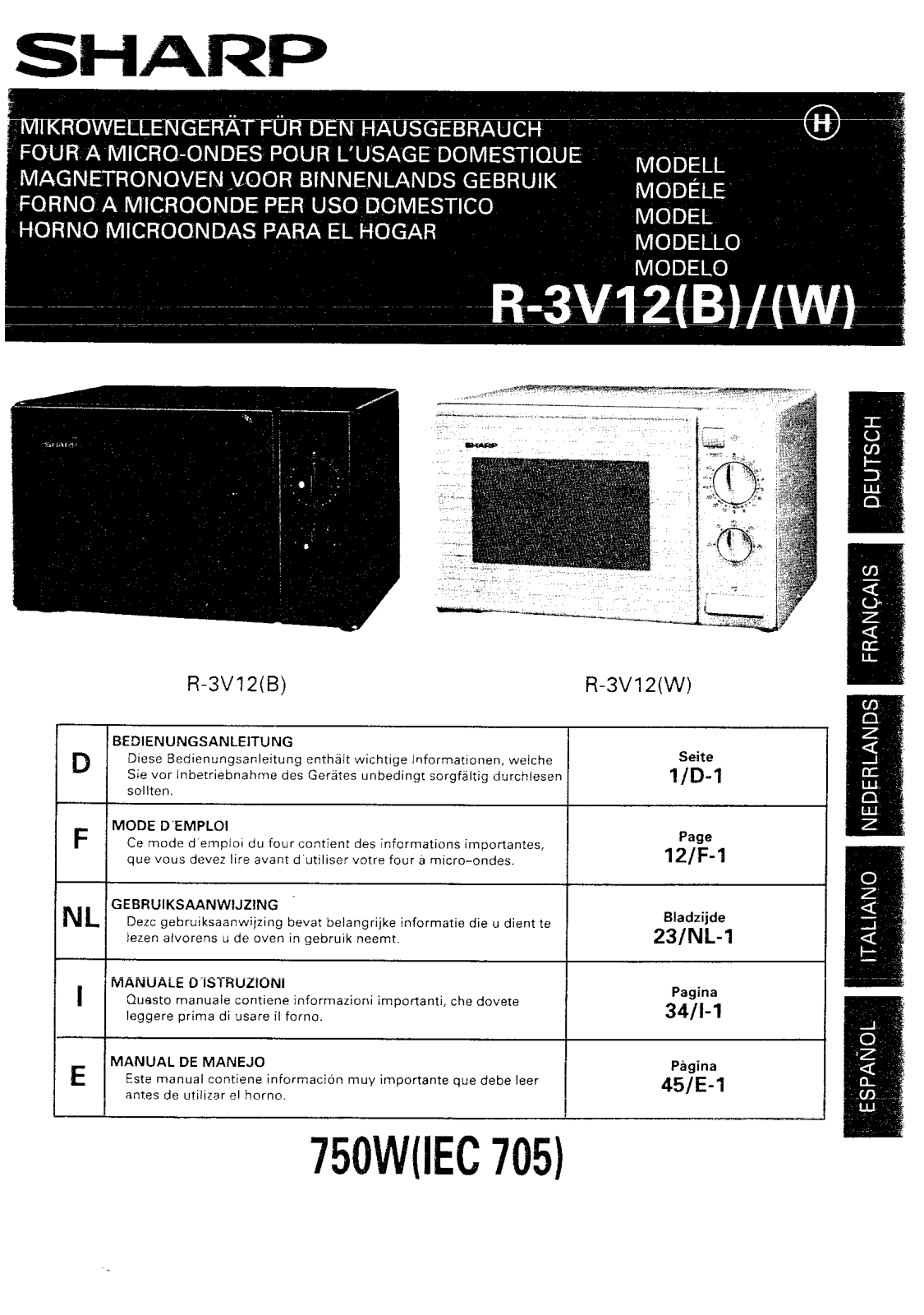 SHARP R-3V12 User Manual