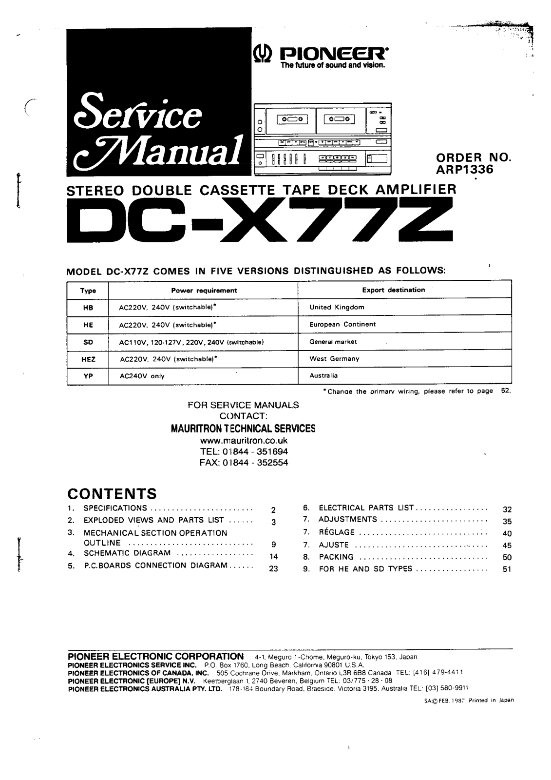 Pioneer DCX-77-Z Service manual