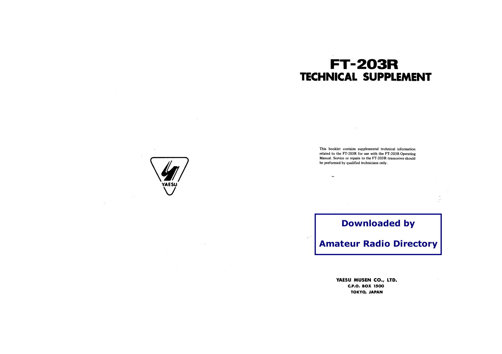 Yaesu FT203 User Manual