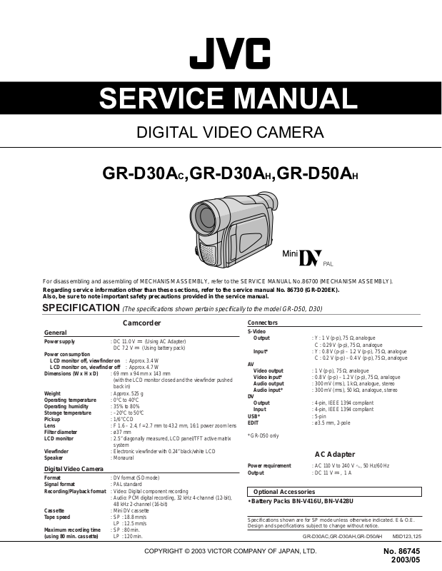 JVC GRD30AC, GRD30AH, GRD50AH Service Manual