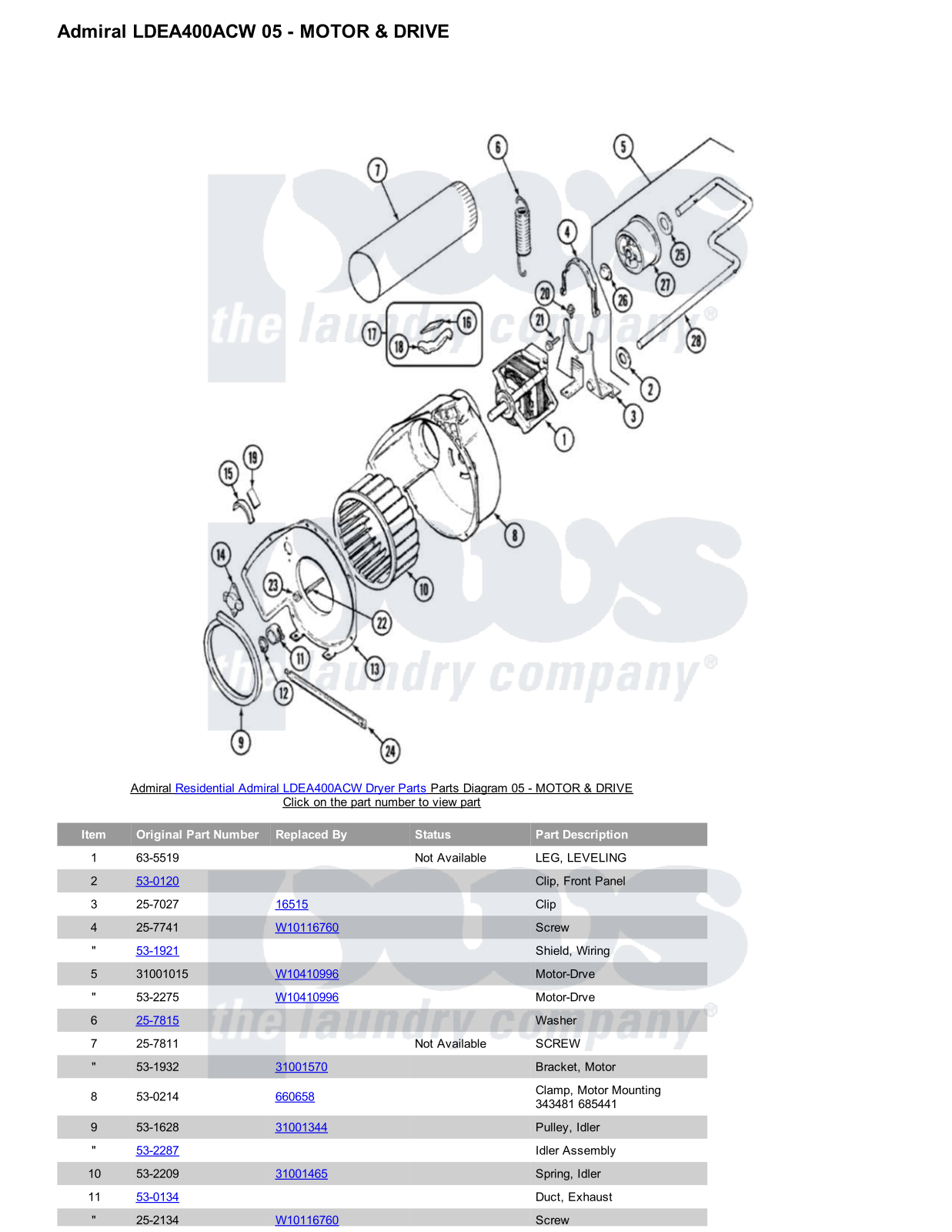 Admiral LDEA400ACW Parts Diagram